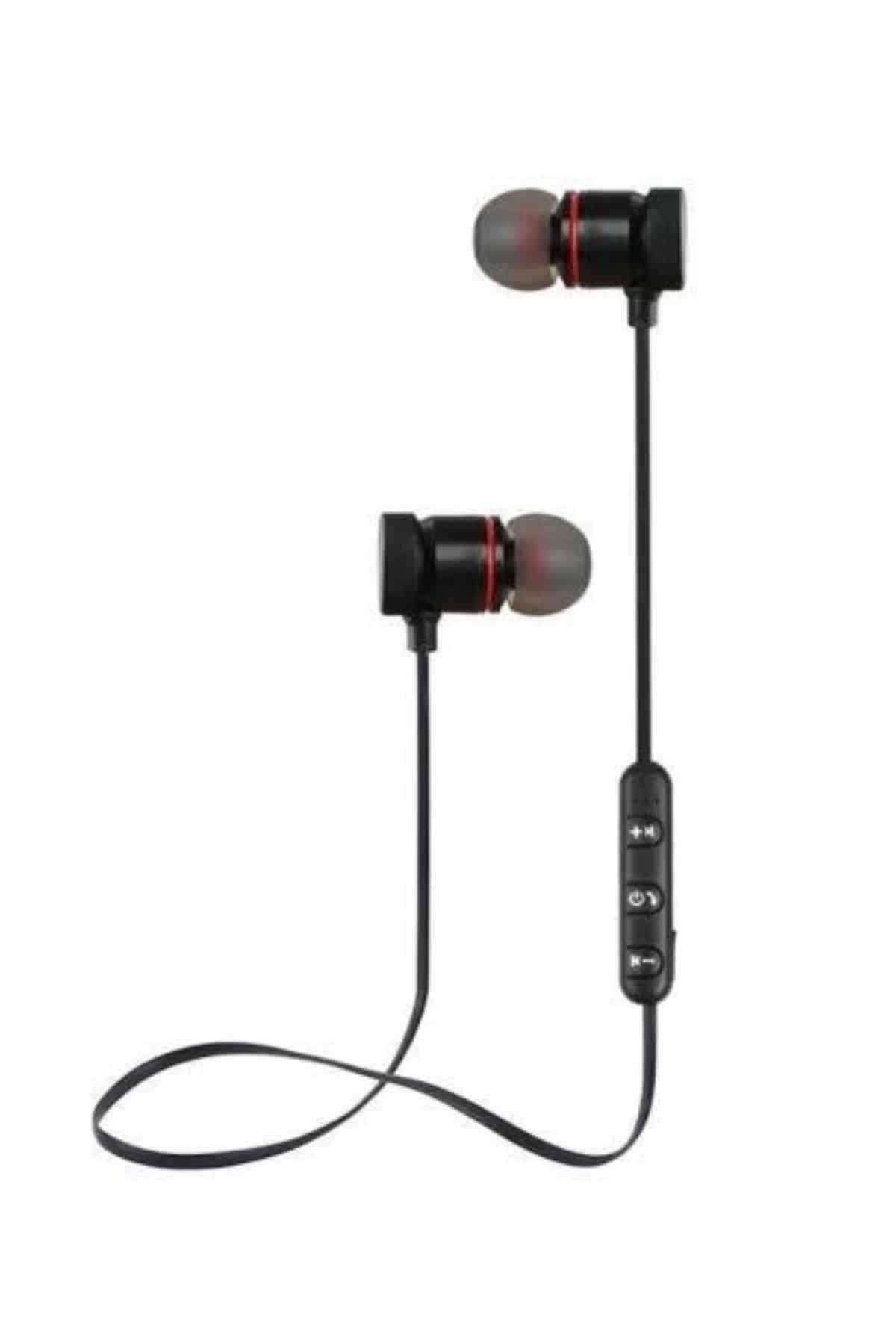 Sports Mıknatıslı Siyah Bluetooth Kulaklık Kablolu Uzun Pil Ömrü - Görsel 5