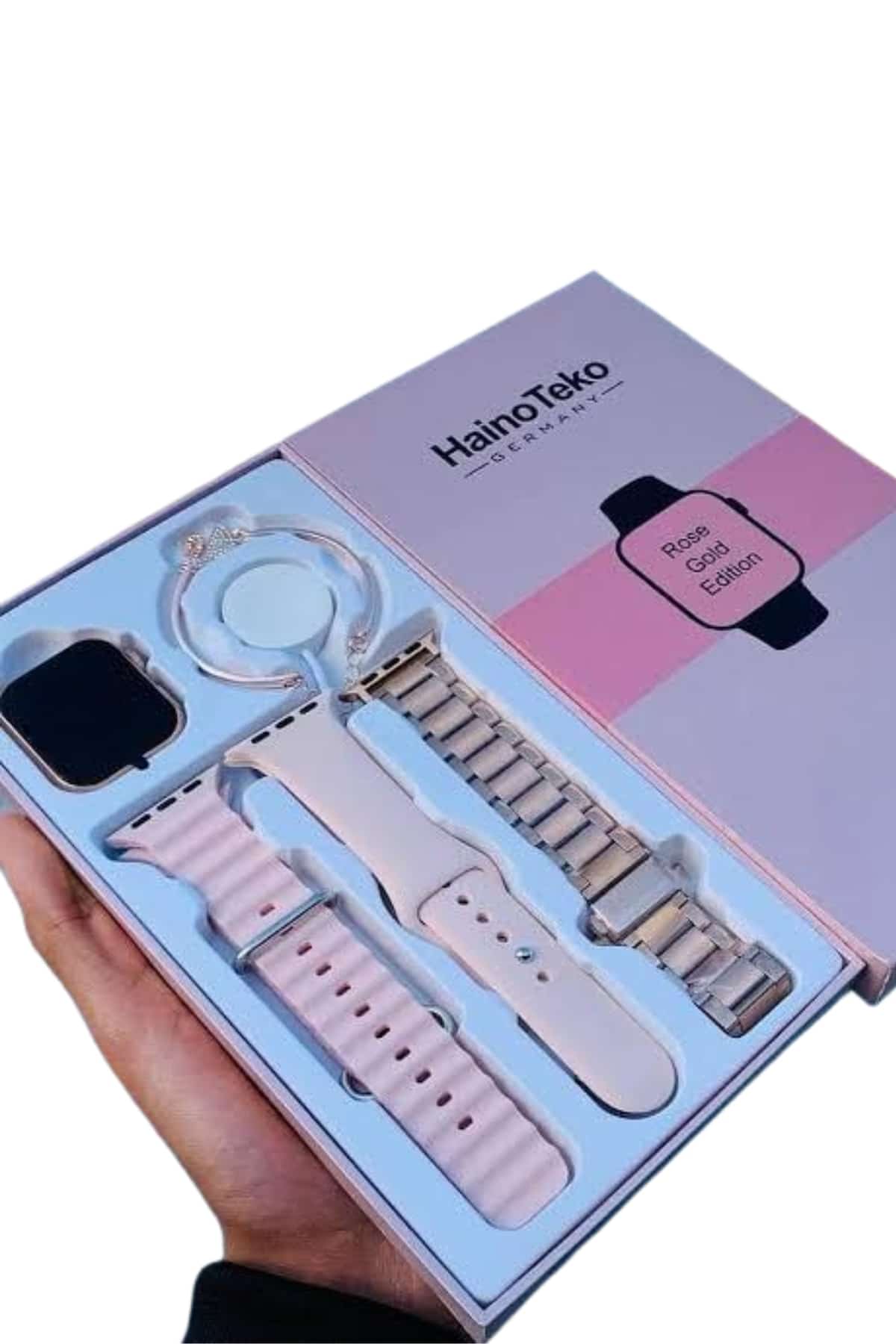 Akıllı Saat 3 Kordonlu Ve Aksesuarlı Bayanlar Için Şık Rose renk - Görsel 3