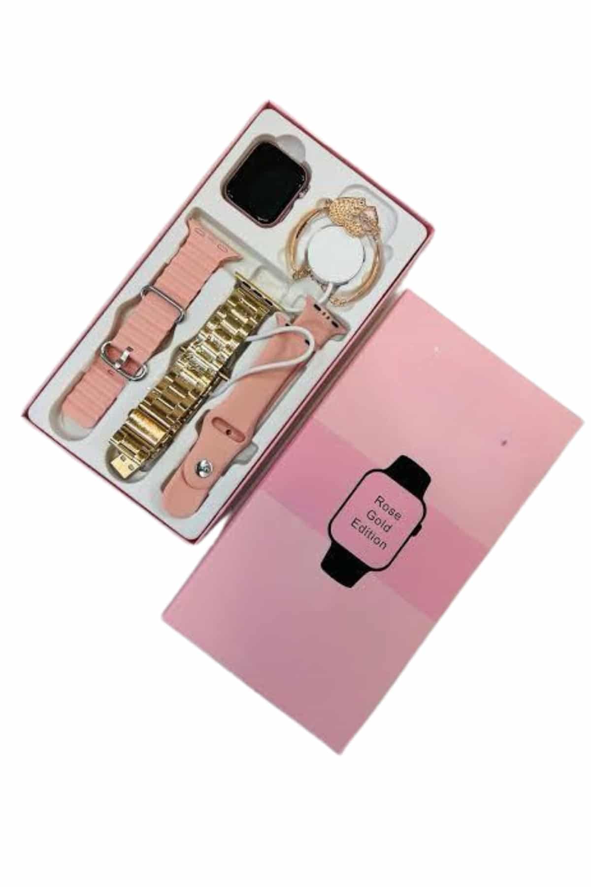 Akıllı Saat 3 Kordonlu Ve Aksesuarlı Bayanlar Için Şık Rose renk - Görsel 5
