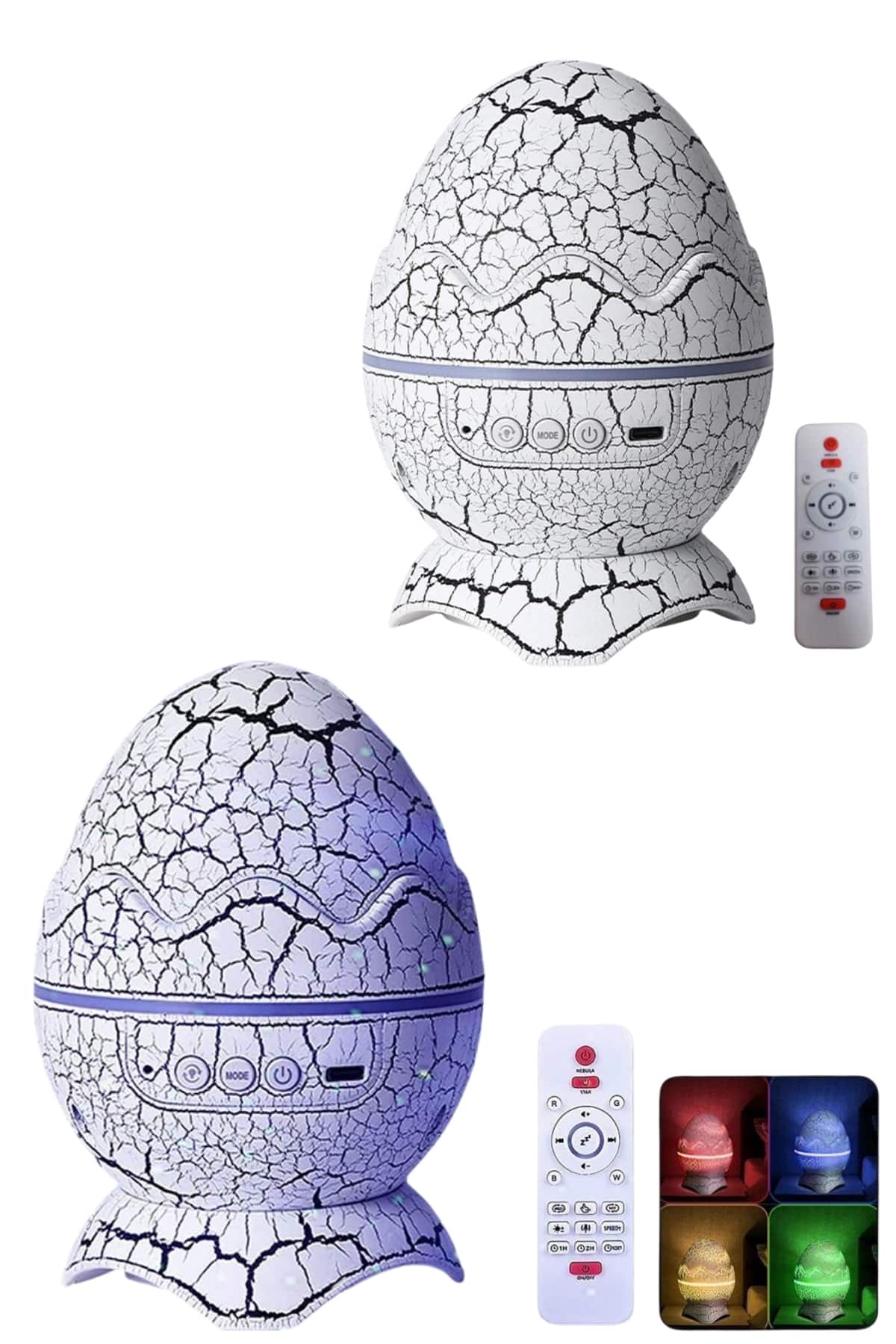 Bluetooth Hoparlör Dinozor Yumurtası Gece Masa Lambası Projektör - Görsel 3