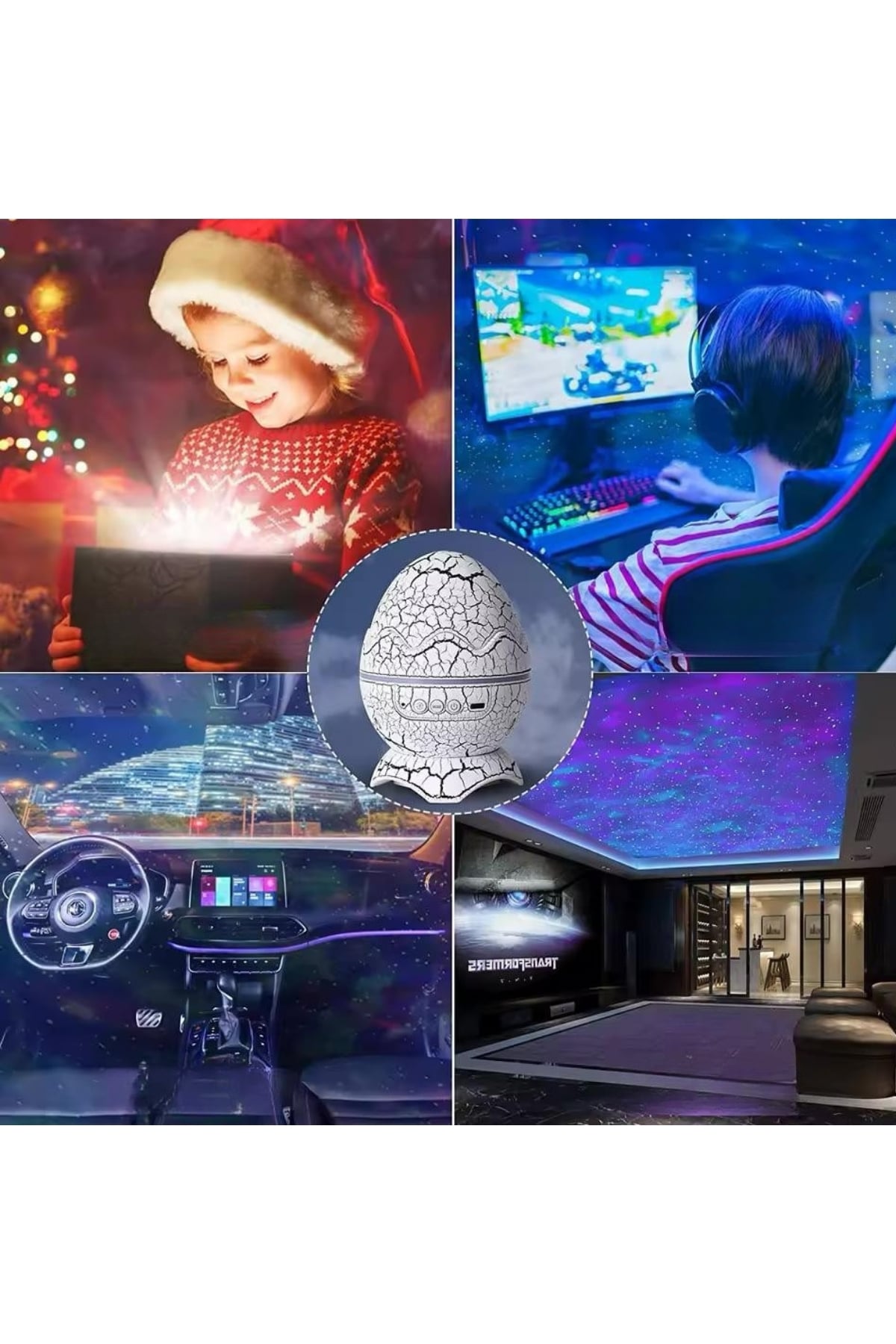 Bluetooth Hoparlör Dinozor Yumurtası Gece Masa Lambası Projektör - Görsel 4