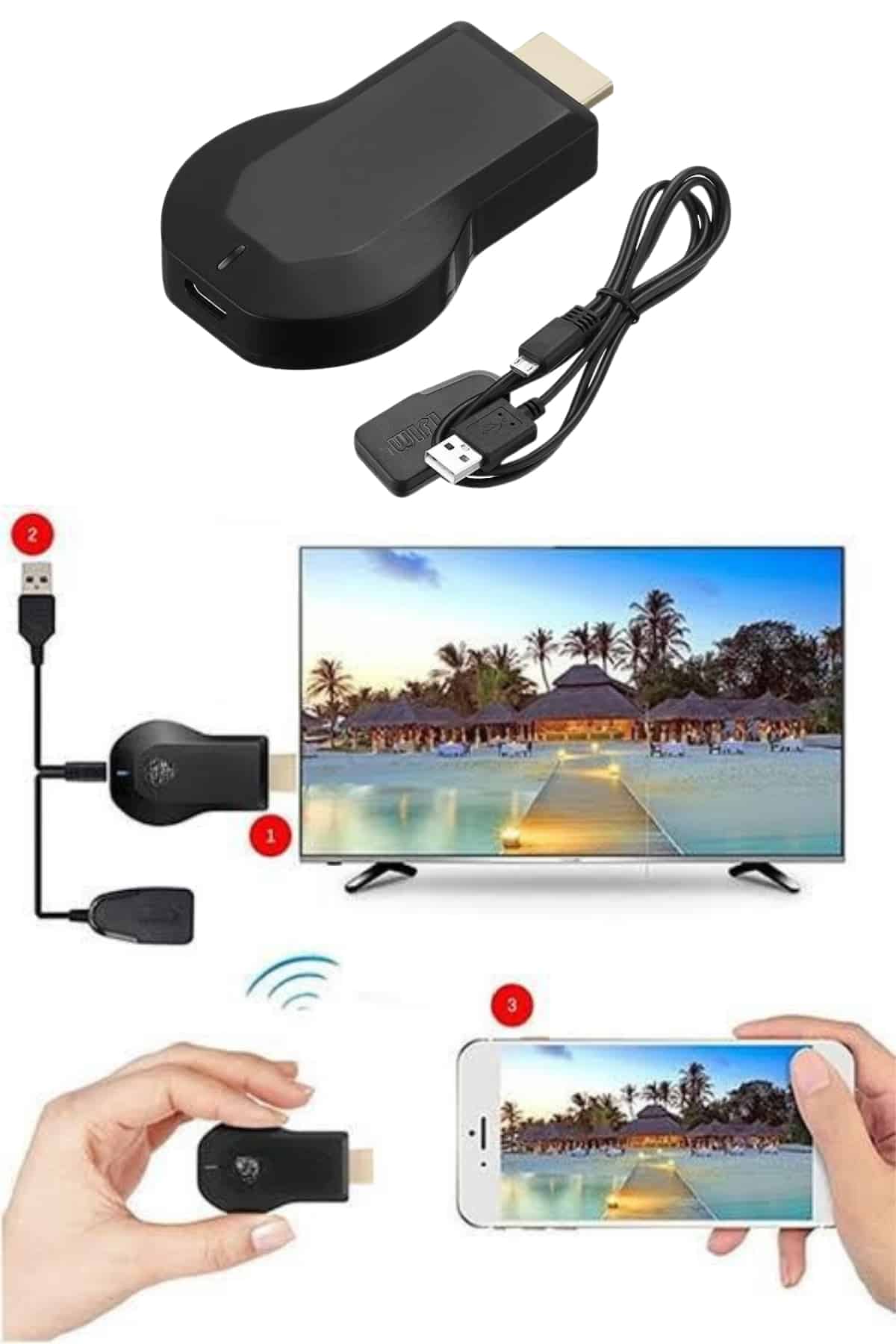 Kablosuz Hdmı Ses Ve Görüntü Aktarıcı Kolay Taşınabilir Yüksek Çözünürlüklü - Görsel 3