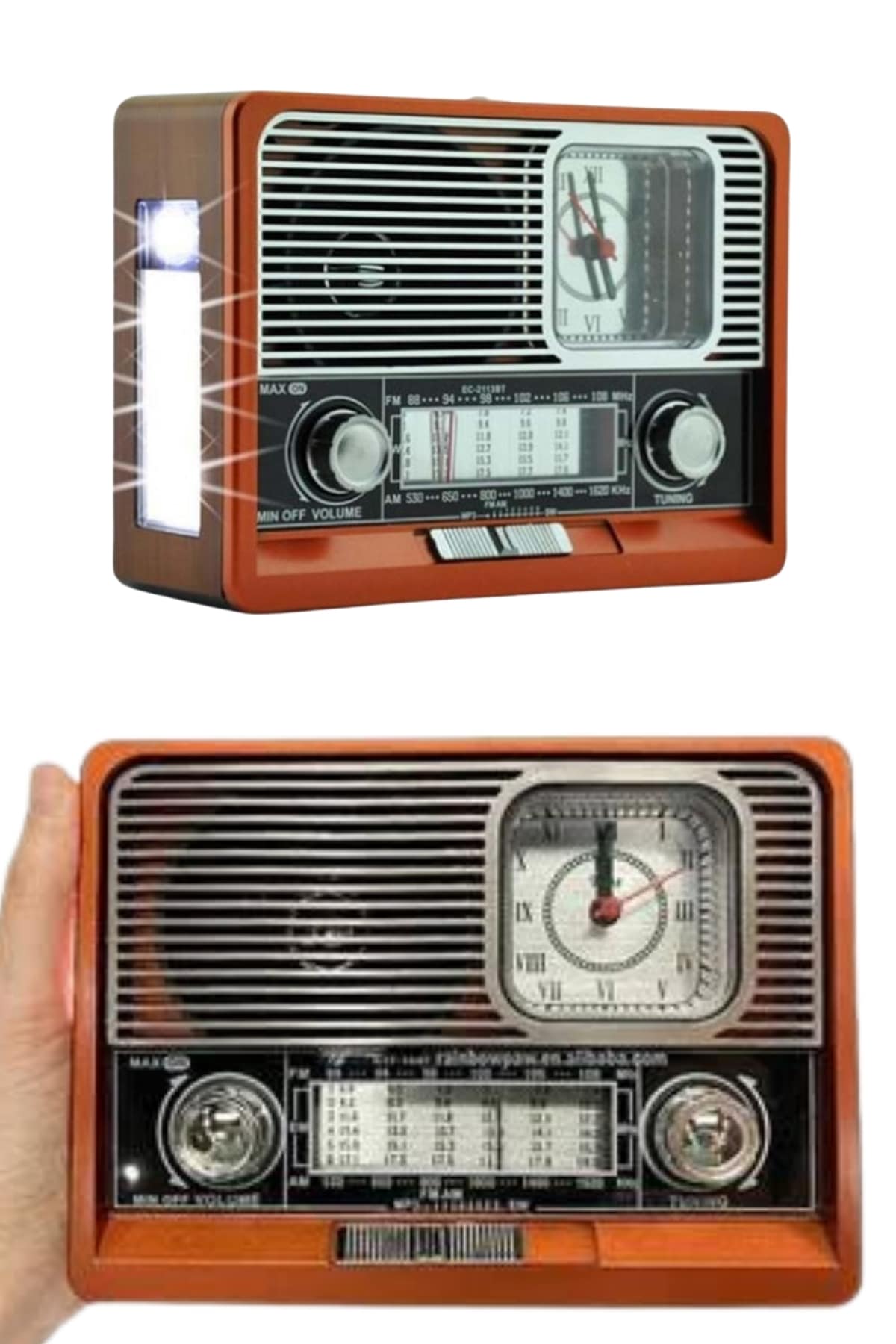 Nostaljik Vintage Radyo Taşınabilir Bluetooth Bağlantılı Hoparlör Radyo - Görsel 2