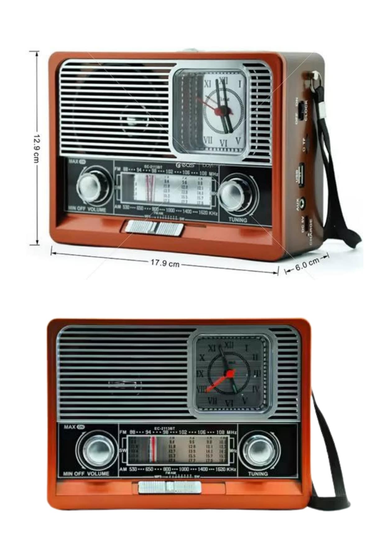 Nostaljik Vintage Radyo Taşınabilir Bluetooth Bağlantılı Hoparlör Radyo - Görsel 3