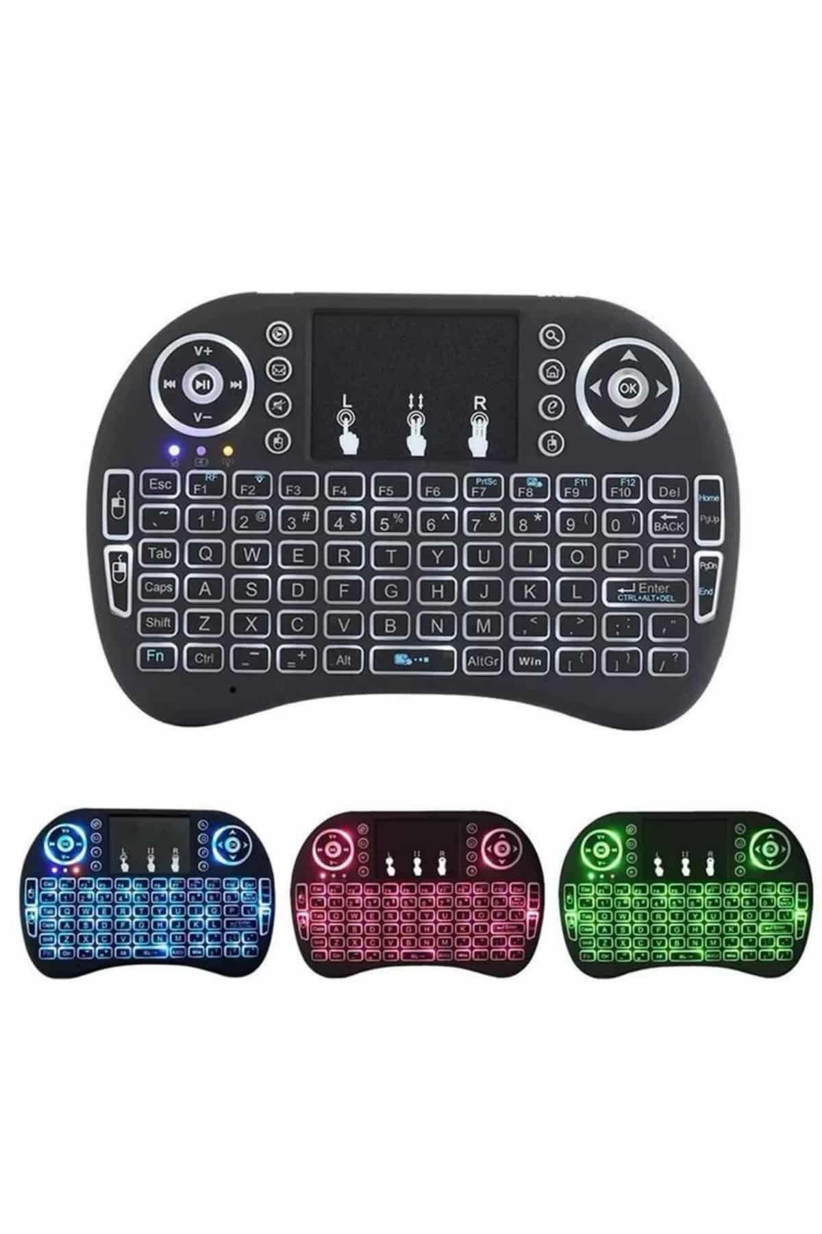 Işıklı Kablosuz Mini Klavye ve Dokunmatik Mouse Seti Türkçe Kablosuz - Görsel 2