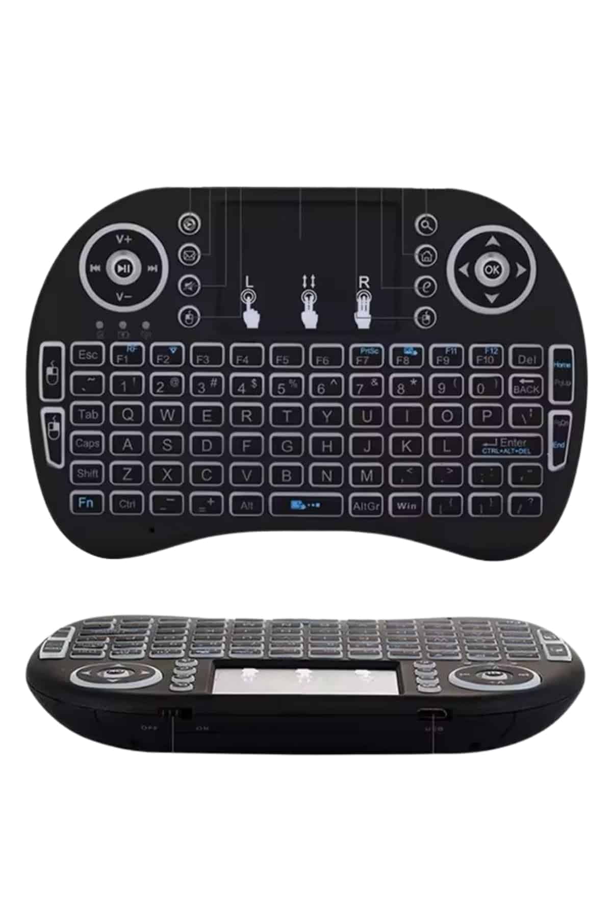 Kablosuz Türkçe Q Klavye RGB Işıklı Televizyon Ps3 Dokunmatik Mouse - Görsel 5