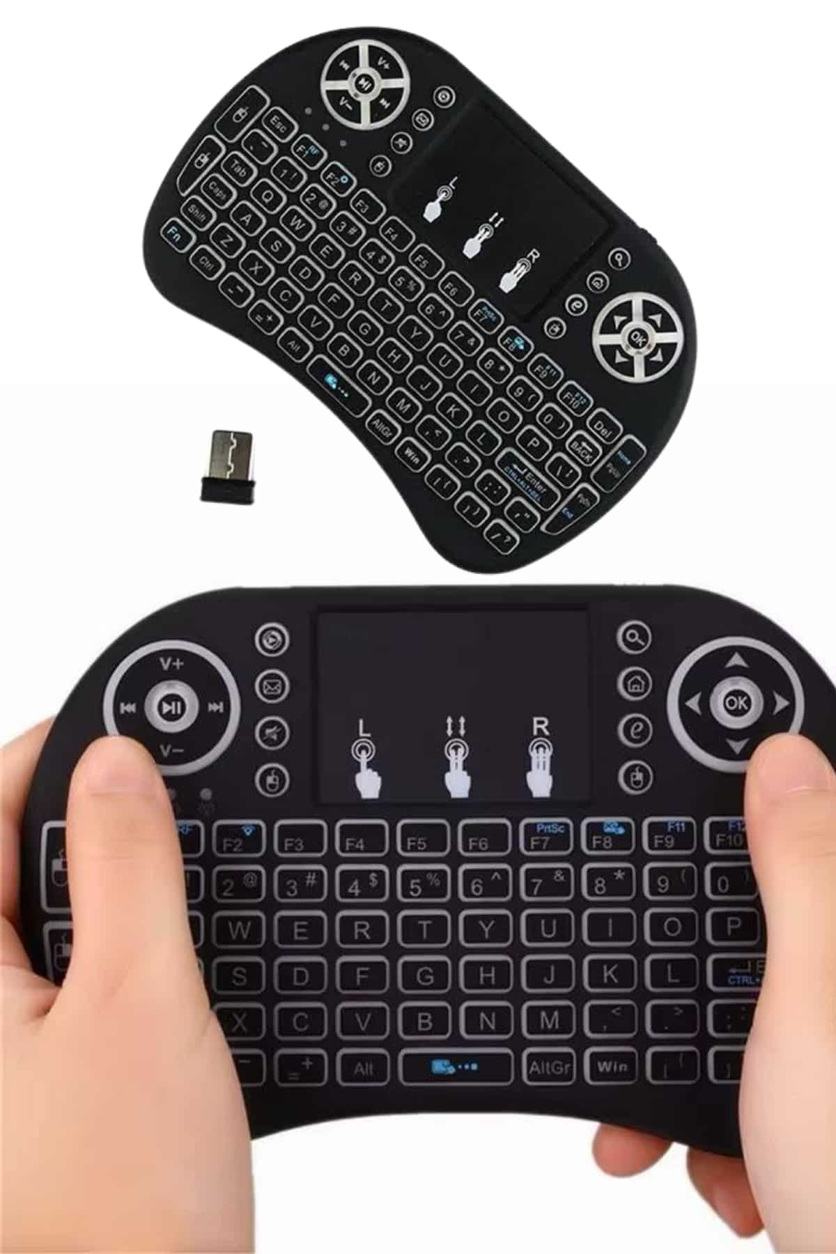 Mini Klavye Gaming Pc Playstation Ledli Mouse Rgb Mouse Bluetooth Usb - Görsel 2