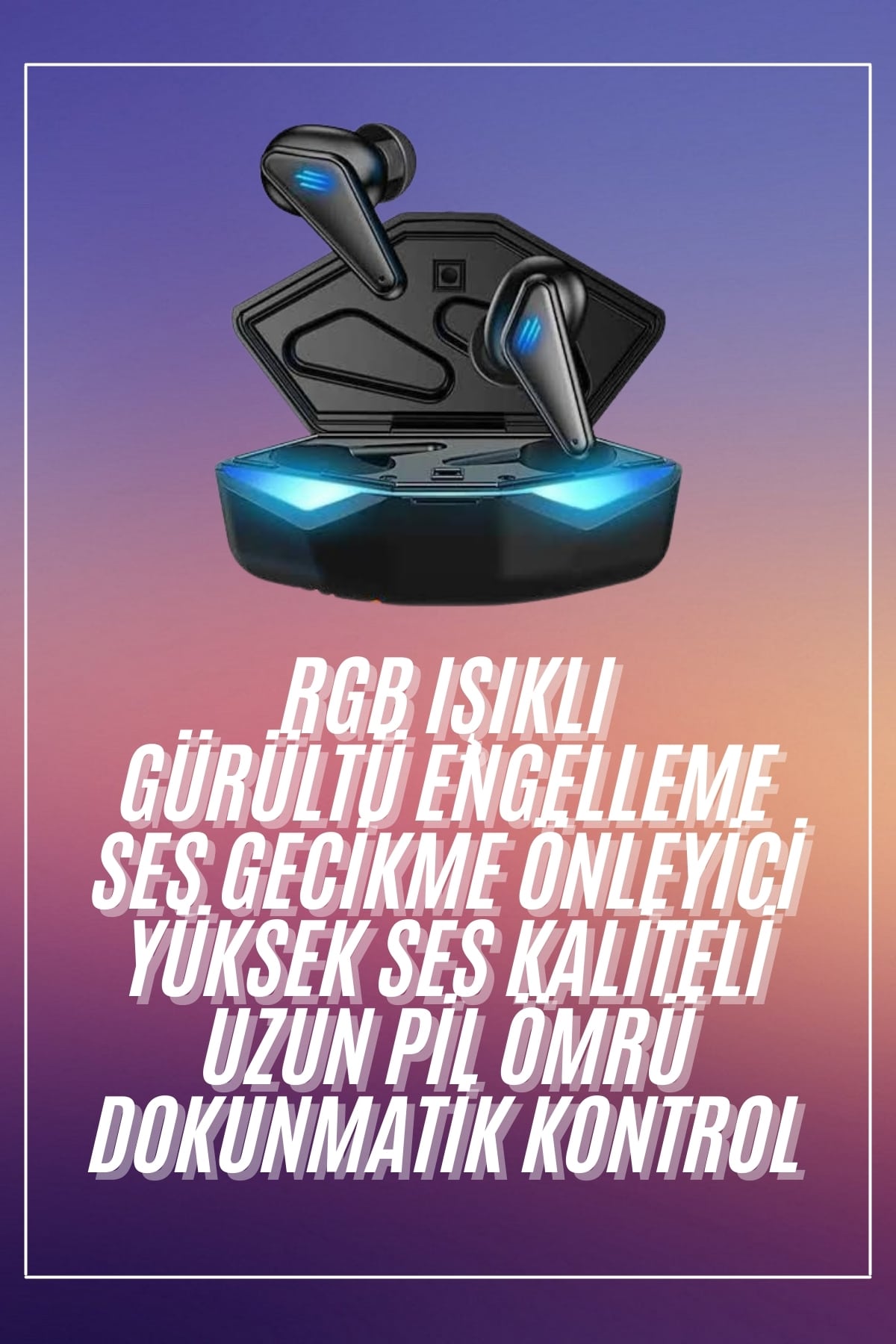 Oyuncu Kulaklığı Mikrofonlu Kablosuz Gaming Kulaklık Powerban Yüksek Ses Kaliteli - Görsel 2