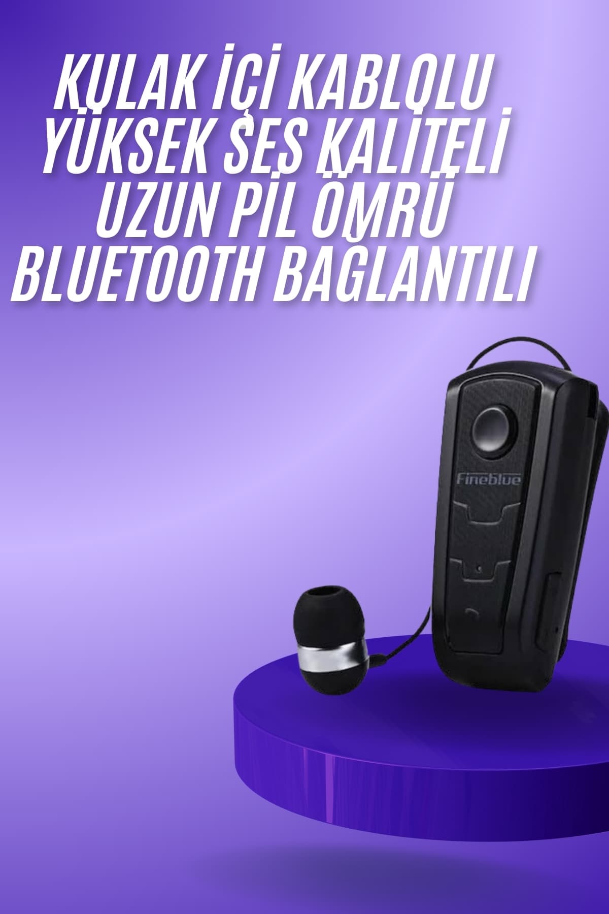 Makaralı Bluetooth Kulakiçi Yaka Kulaklığı Kablosuz Kulaklık - Görsel 2