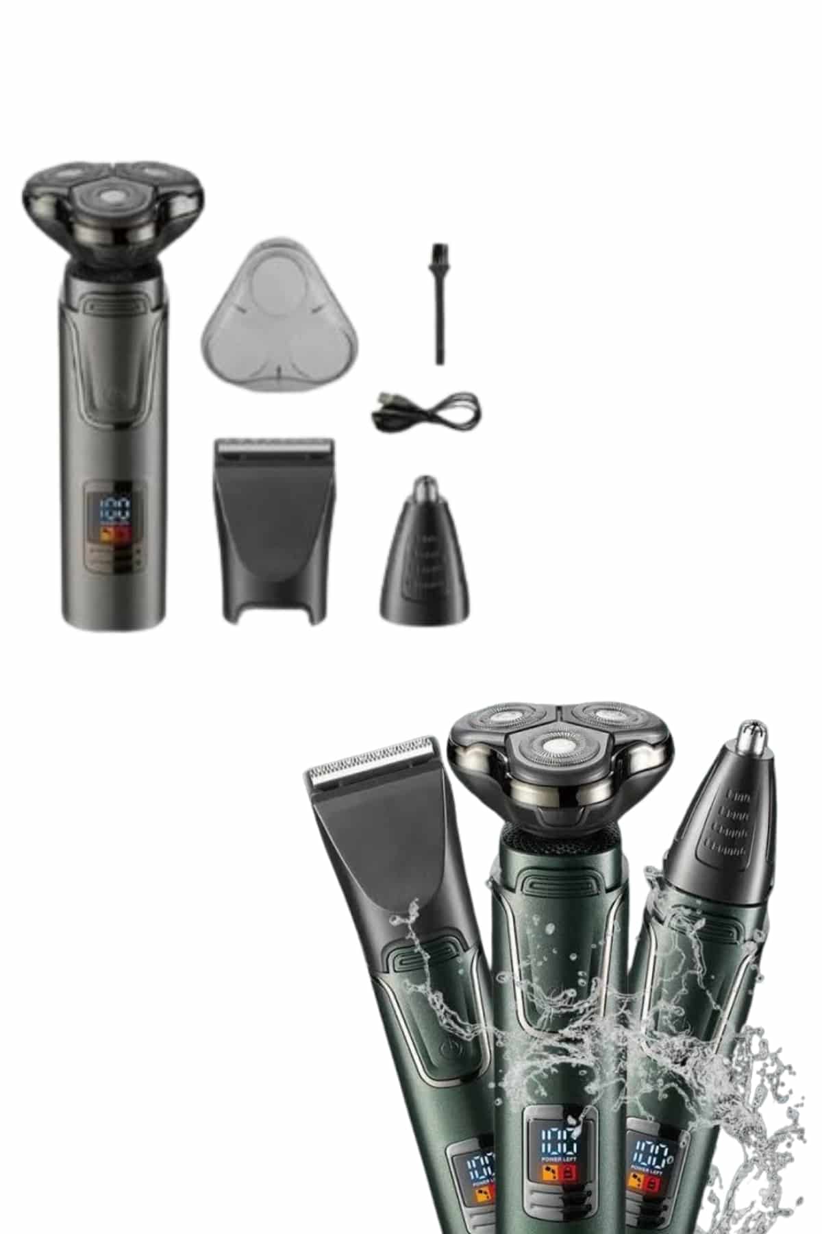 Tıraş Makinesi Profesyonel 3in1 Dijital Göstergeli 3 Başlıklı Erkek Bakım - Görsel 2