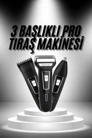 3'lü Set Saç Sakal Kesme Traş Makinesi Burun Kılı Alma Tıraş Makinesi