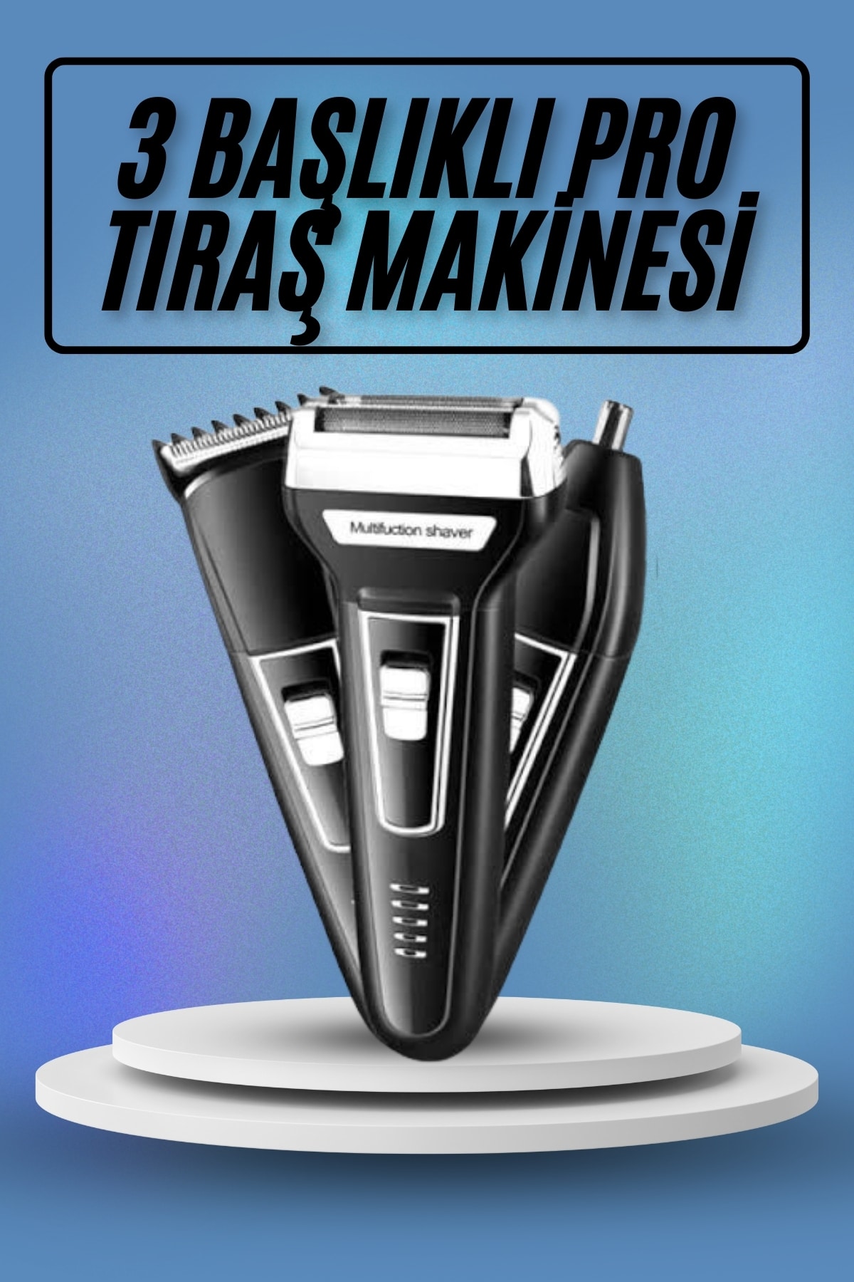 Kulak Burun Kıl Kesme Ense Yanak Tıraş Seti 3 Başlıklı Profesyonel