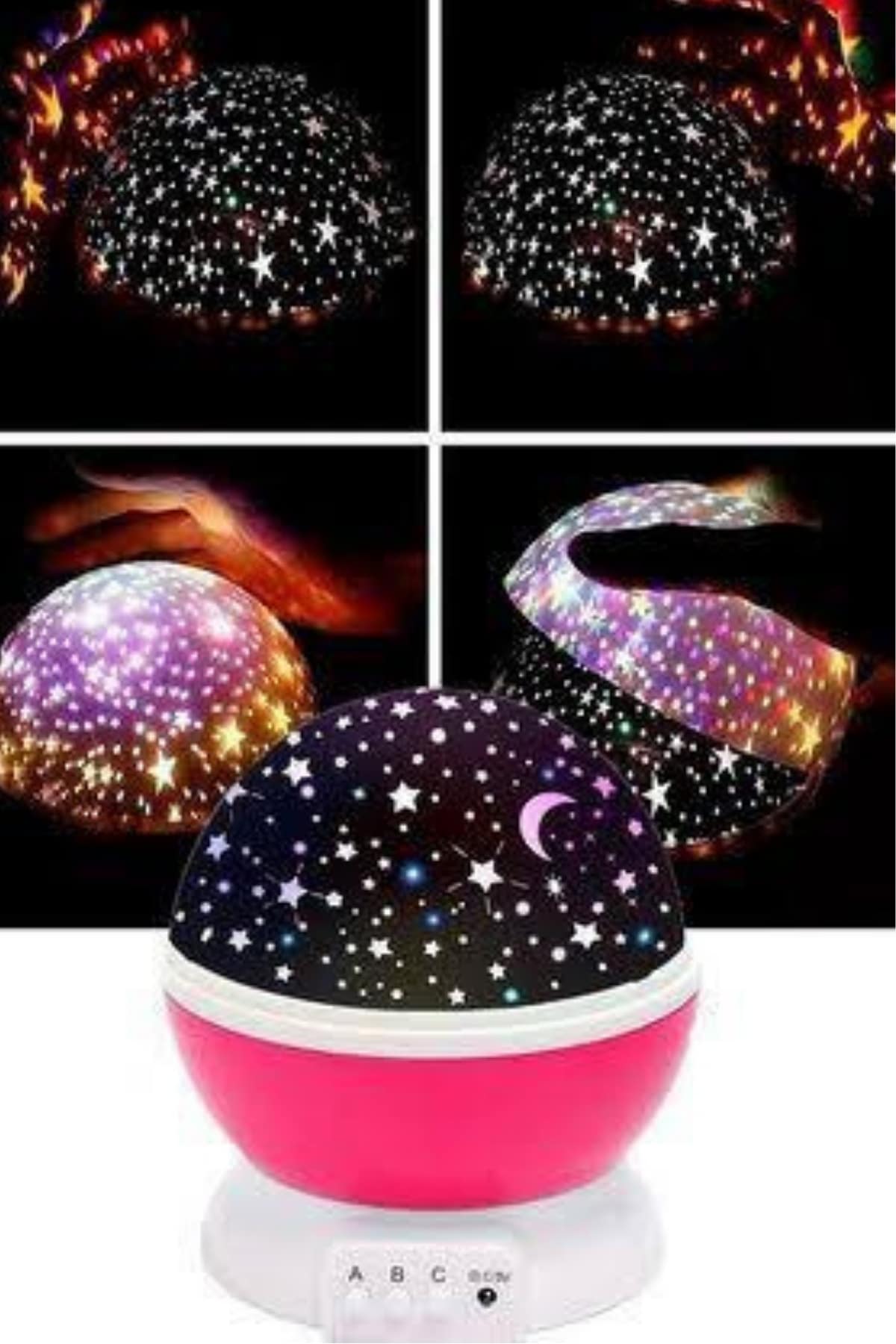 Yıldızlı Gece Lambası Mor Projeksiyon Görünümlü Masa Lambası Renk Değiştirebilen - Görsel 4