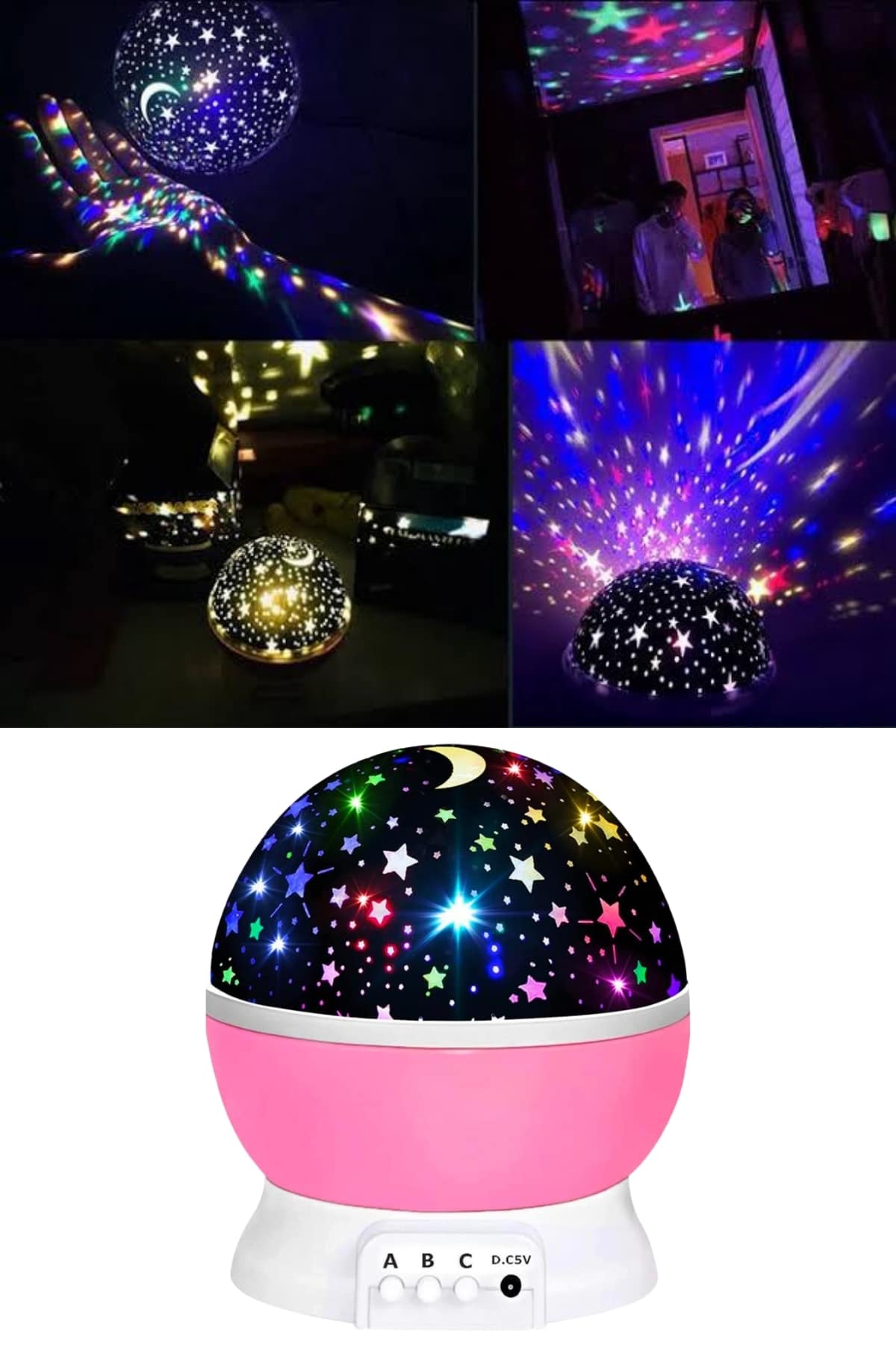 Yıldızlı Gece Lambası Mor Projeksiyon Görünümlü Masa Lambası Renk Değiştirebilen - Görsel 5