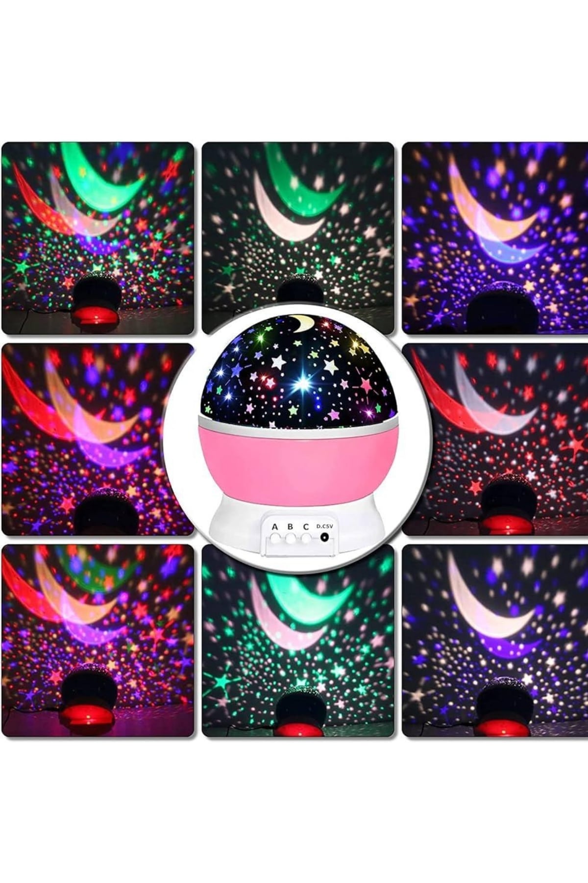 Yıldız Görünümlü Gece Lambası Renkli Masa Lambası Gökyüzü Projeksiyon - Görsel 4