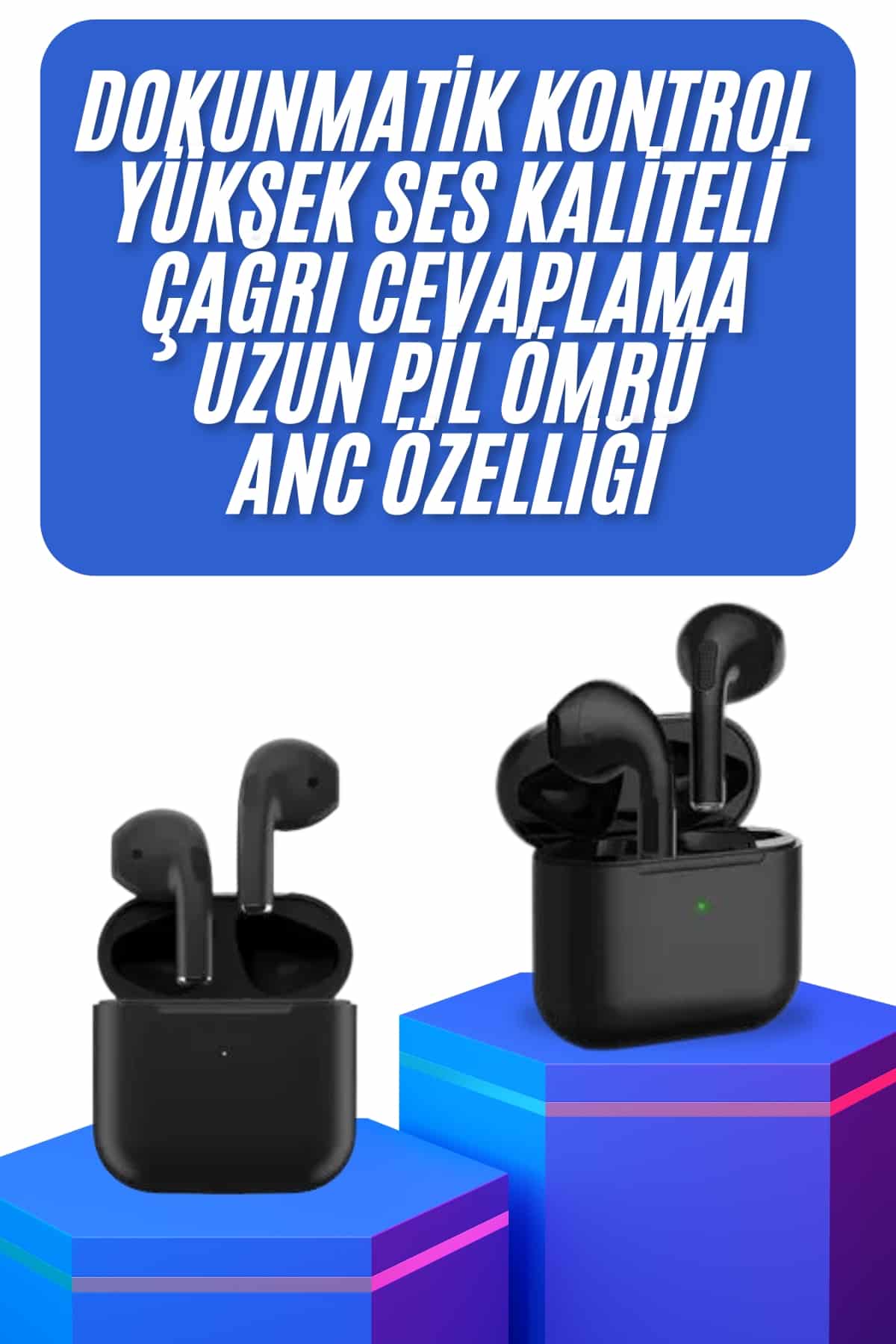 Kablosuz Bluetooth Kulaklık TWS Pro5 Kulaklık ANC Özelliği Dokunmatik Kontrol - Görsel 2