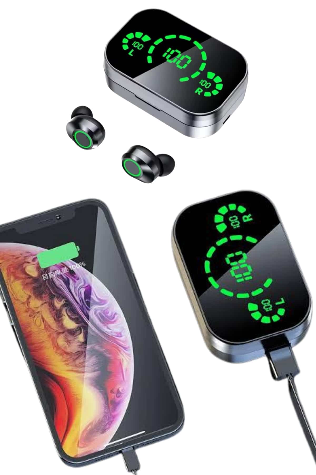 2025 Model Bluetooth Kulaklık Telefon Şarj Edebilen Çağrı Cevaplama Dijital Göstergeli - Görsel 3