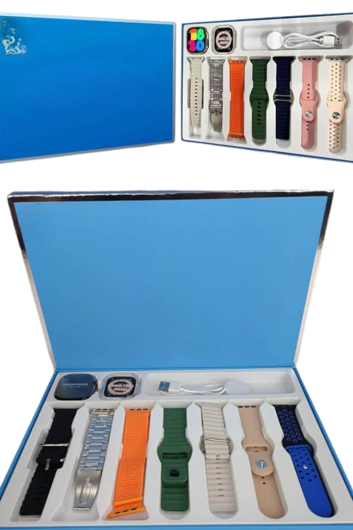 Akıllı Saat 7 Kordon Hediyeli Takvim Alarm Nabız Ölçer Bildirim Görme Sesli Görüşme - Görsel 4