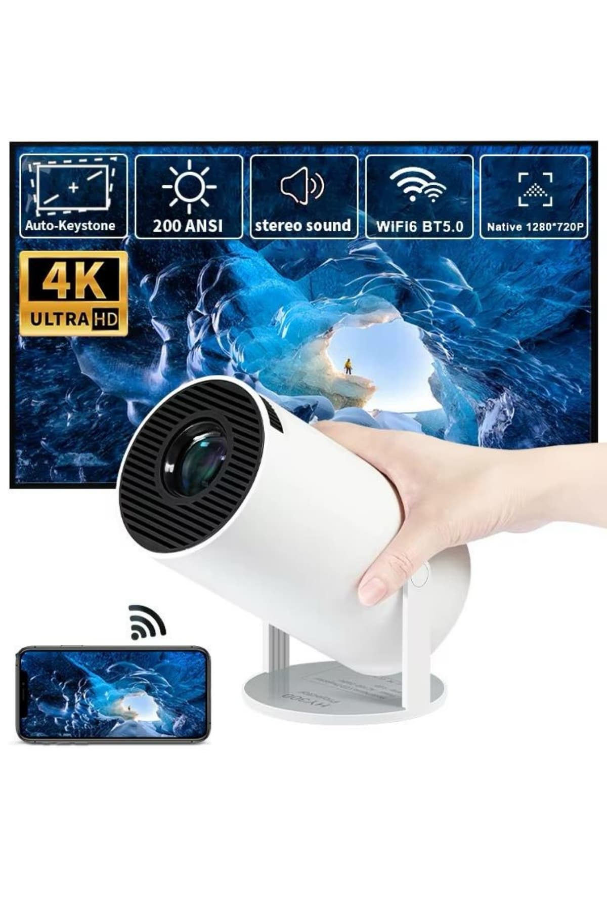 Ayaklı Projeksiyon Taşınabilir Mini Projektör Sinema Projektörü Android - Görsel 5