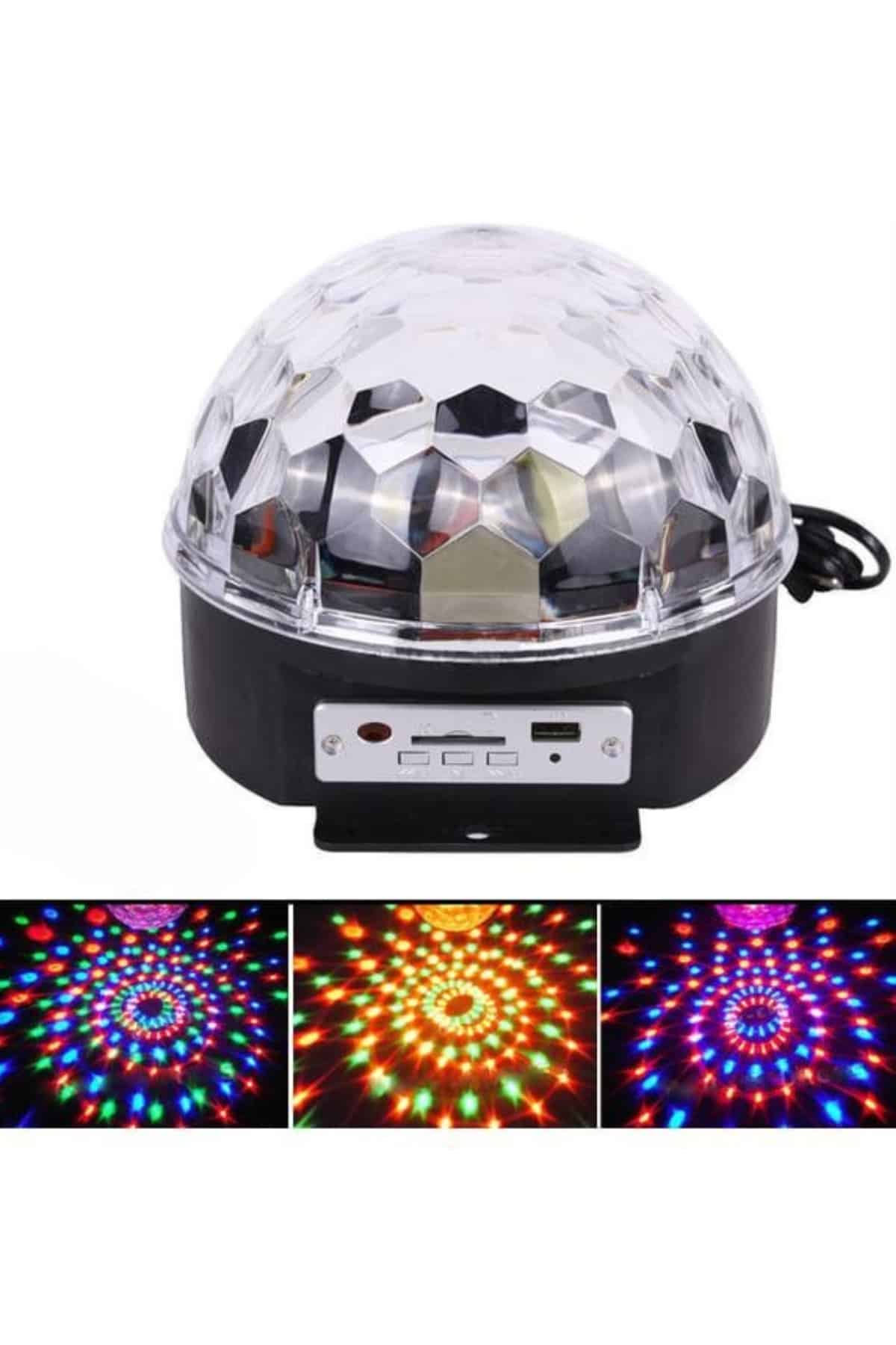 Led Işık Disko Topu Bluetooth Hoparlörlü USB Müzik Çalar Kumandalı - Görsel 4