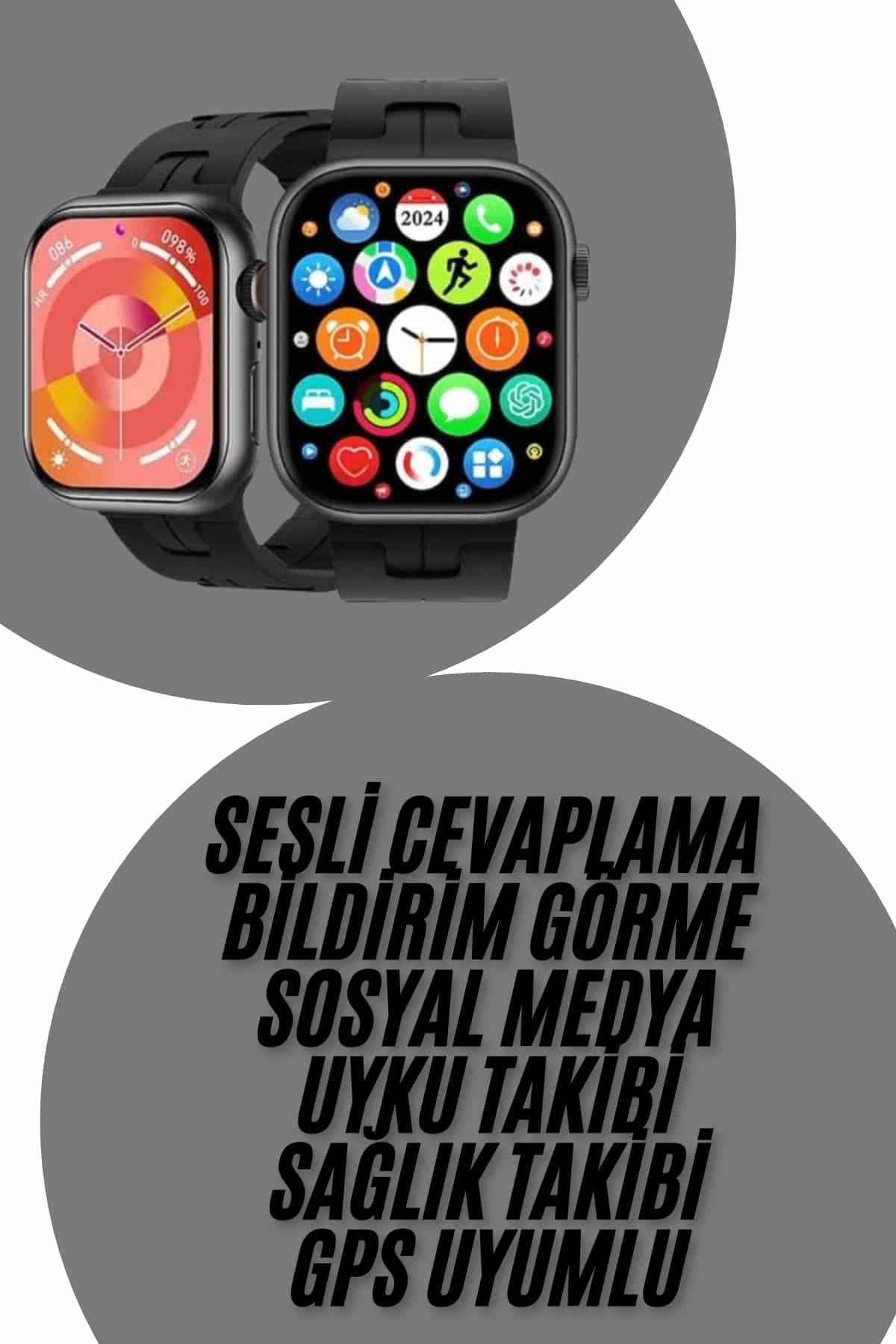 Yeni Nesil Akıllı Saat Çağrı Cevaplama Müzik Dinleme Plastik Kordon Mesaj Bildirimleri - Görsel 2