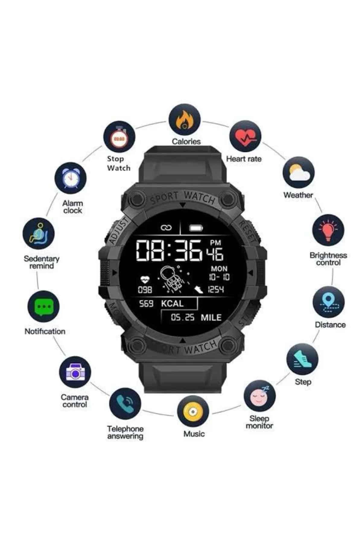 Yeni Nesil Çok Fonksiyonlu Uyku ve Sağlık Takibi Yapabilen Siyah - Görsel 5