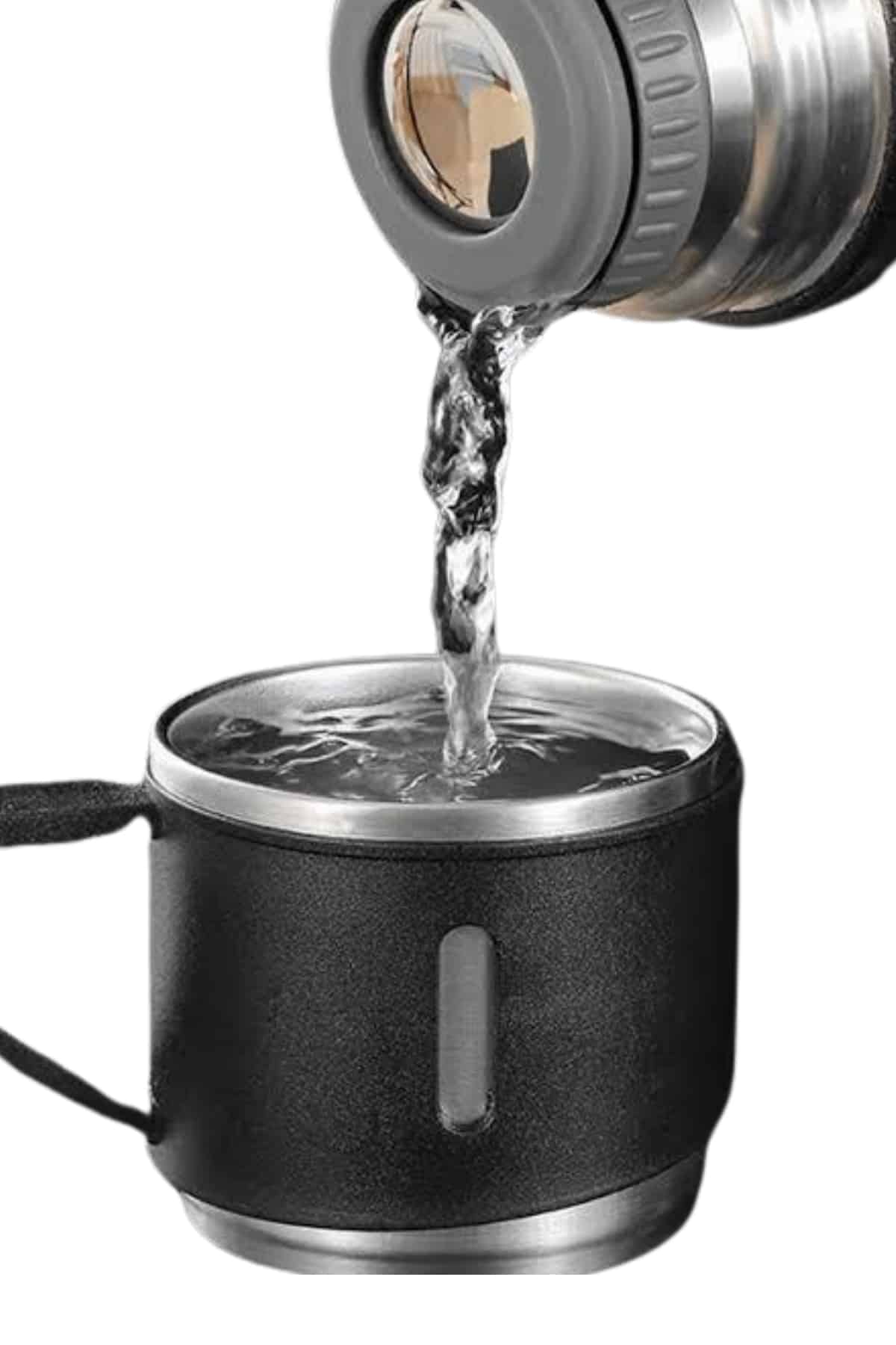 Termos Seti Paslanmaz Çelik 3 Bardaklı Vakumlu Termos Set 500 Ml 12 Saate Kadar Isı Koruma - Görsel 2