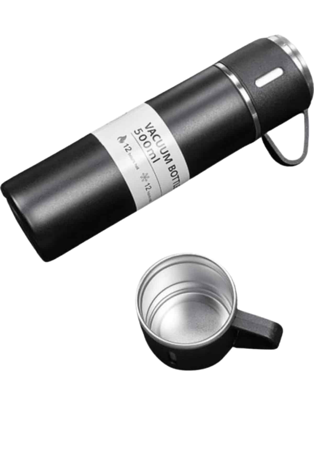 Termos Seti 3'lü Bardak Seti Isı Dayanıklı Siyah Paslanmaz Çelik Vakumlu - Görsel 5