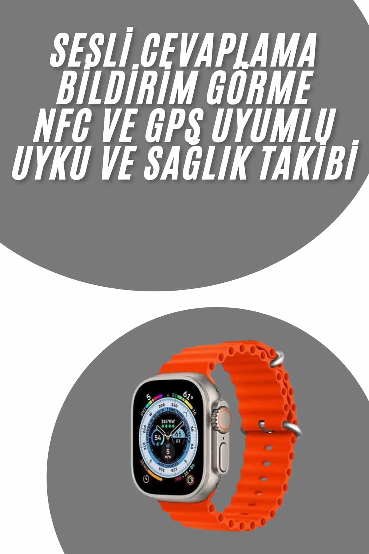 Akıllı Saat Android ve İOS Uyumlu 49 MM NFC Özelliği GPS Takibi - Görsel 2