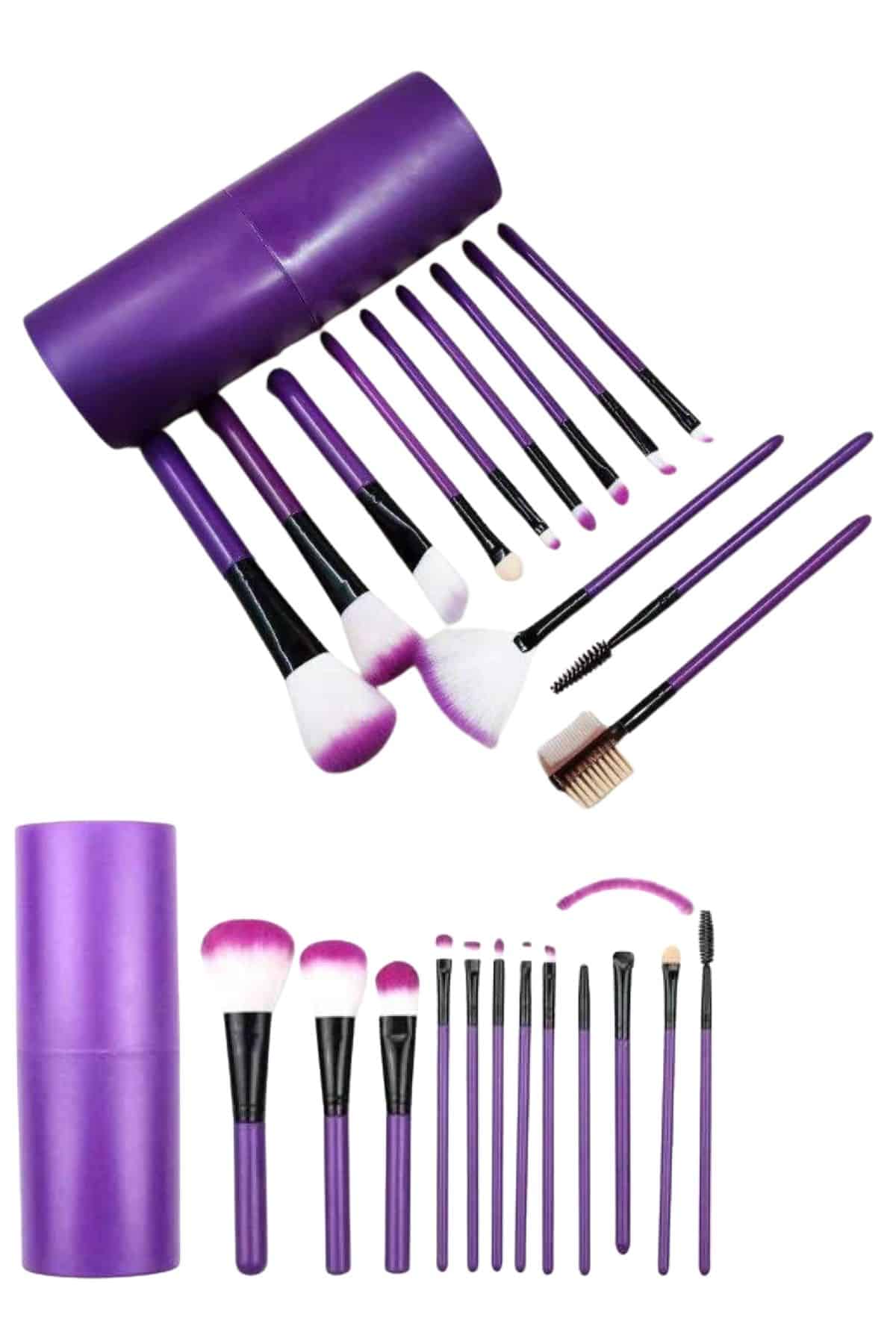 12 Parça Yumuşak Uçlu Makyaj Fırça Set-Göz ve Yüz Makyajı İçin Fırça Seti Profesyonel Makyaj Seti - Görsel 3