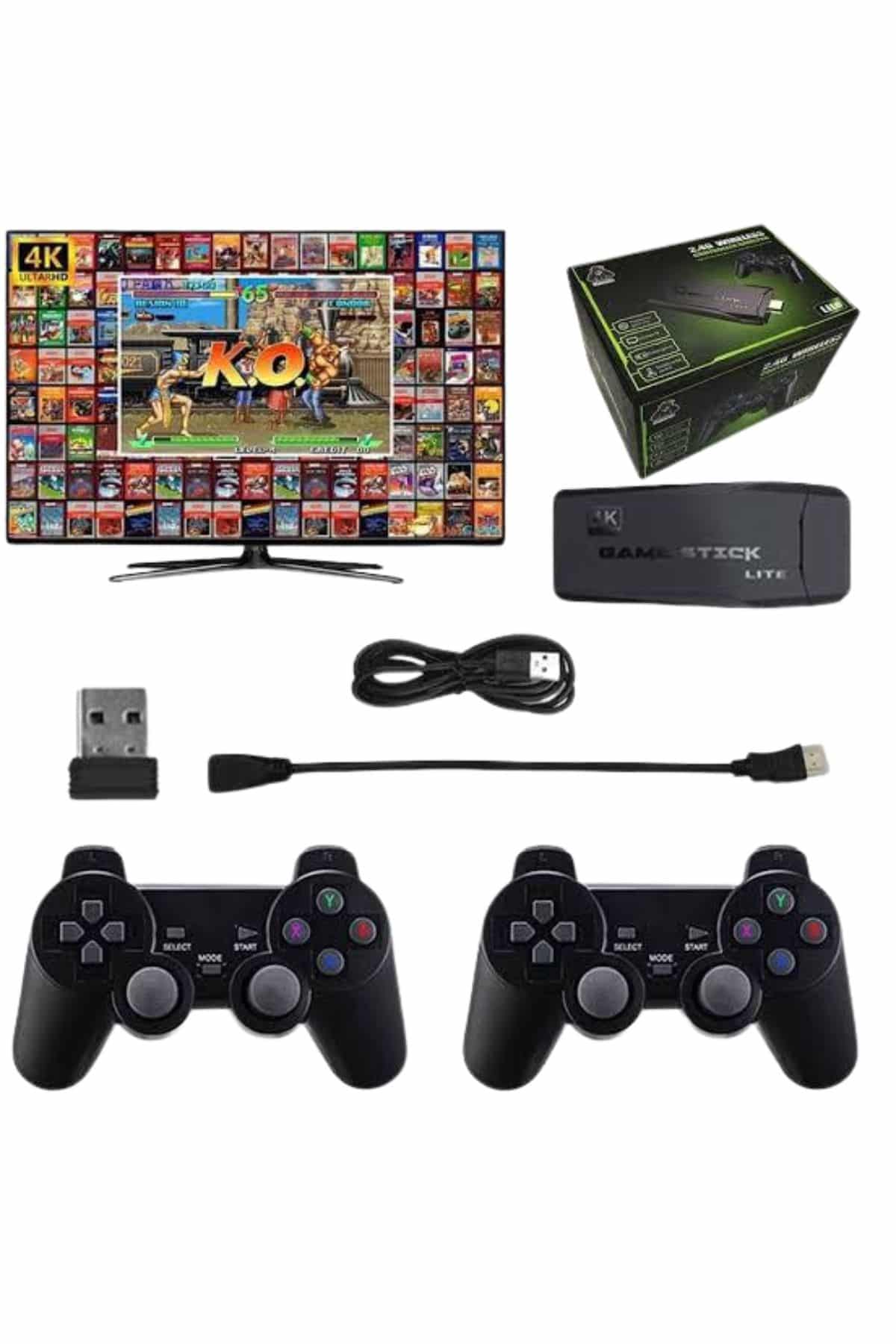 Çift Kollu 2.4g kablosuz Retro 4k Game stick 3500 oyun atari HD Görüntü Kalitesi - Görsel 2