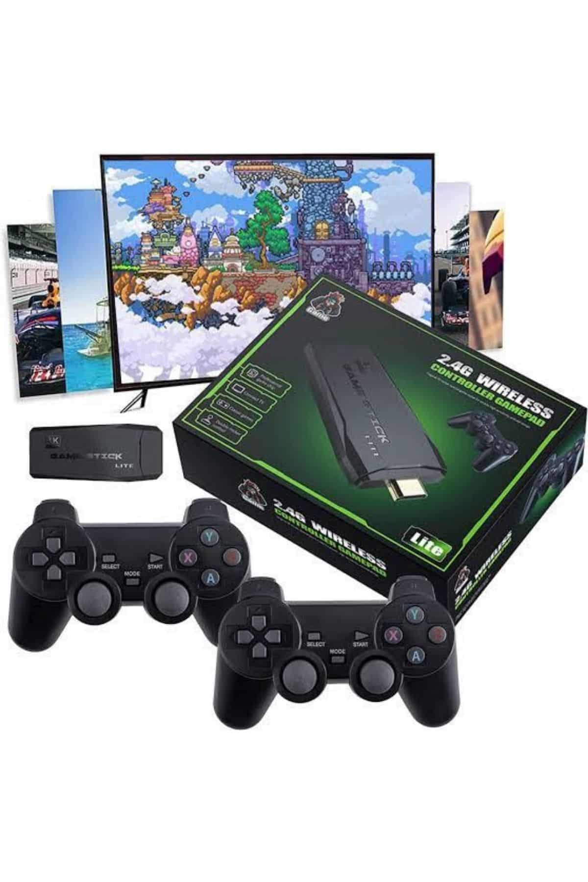 Game Stick 20000 Oyun Kablosuz Çift Kol Retro Oyunlar Game Stick Atari 2.4g 4K - Görsel 3