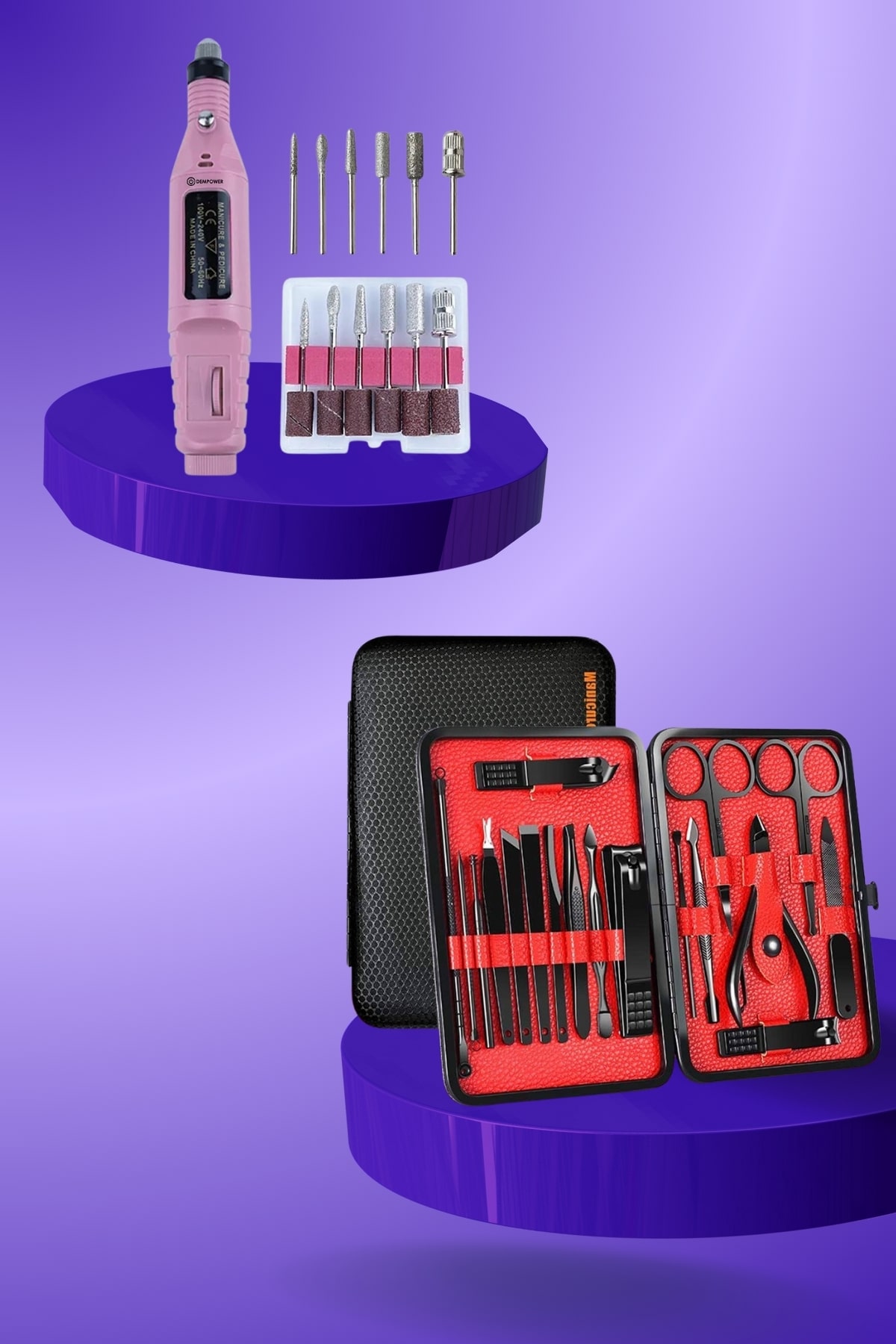 Elektrikli Manikür Pedikür Seti İkili Set 17 Parça Tırnak Bakımı Nasır Temizleme Tırnak Şekillendirme - Görsel 5