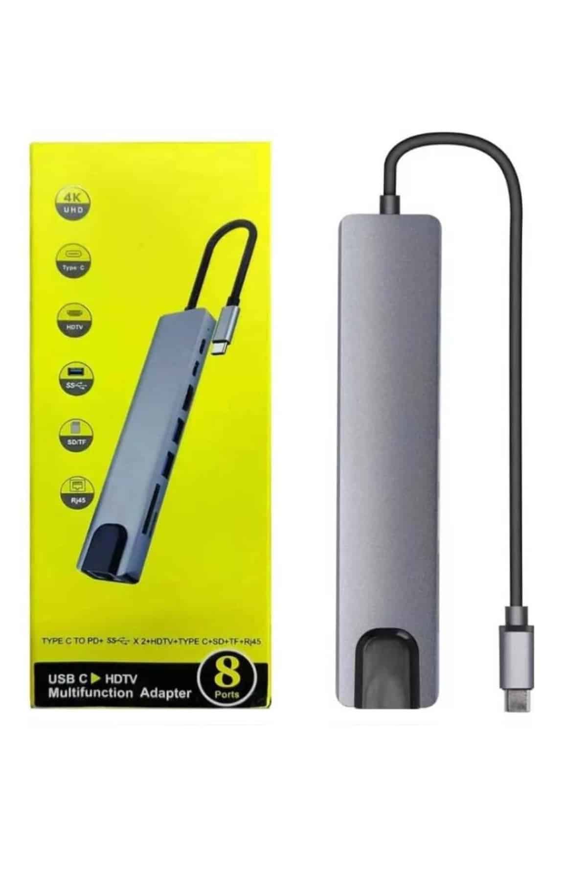 Macbook Pro/air Uyumlu USB Type-C 8 In 1 Hub Dönüştürücü Çevirici Çoklayıcı USB Hdmı Micro Sd 8 Girişli - Görsel 4