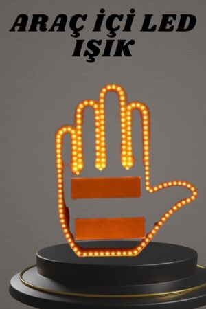 El Orta Parmak Led Kumandalı Araç İçi Reflektör Arka Cam El Simgesi