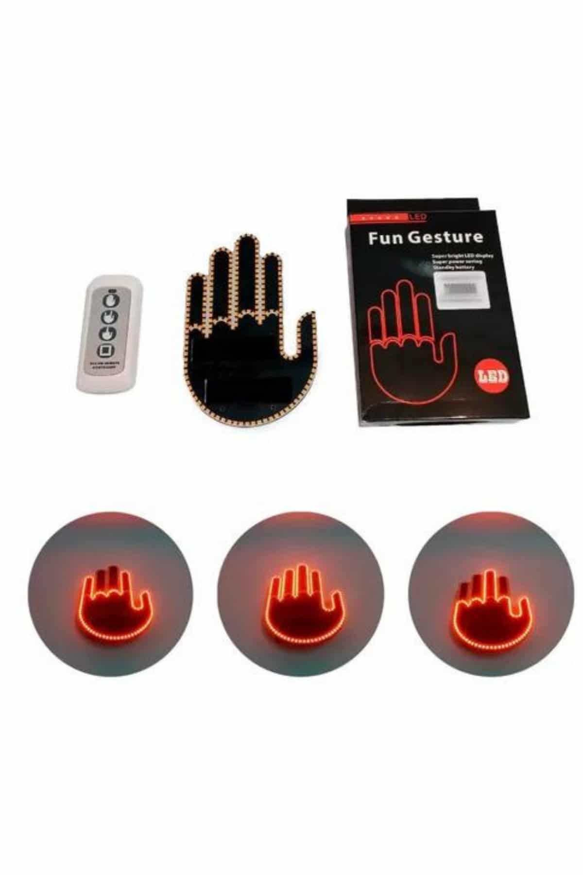 Pilli Led Işık Araç Camı İçin Uzaktan Kumandalı El Simgesi - Görsel 2