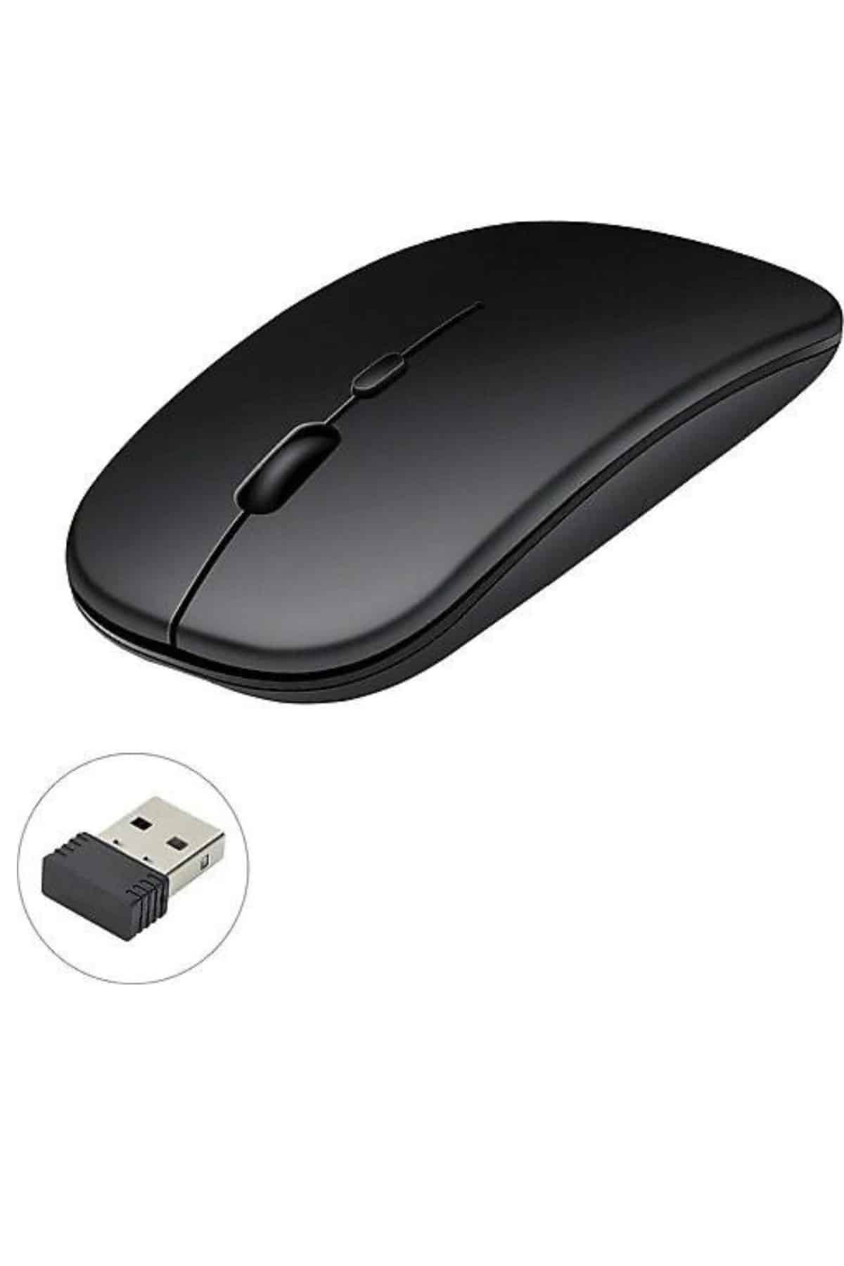 Kablosuz Mouse Fare Şarjlı Bluetooth Wireless Çift Modlu Sessiz - Görsel 2