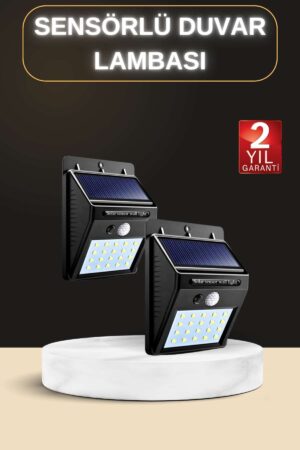 Bahçe Aydınlatma Sensörlü Güneş Enerjili Duvar Lambası 40 Led Işık