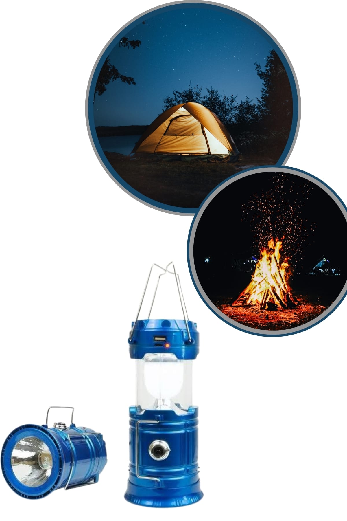 Büyük Boy Güneş Enerjili Kamp Feneri Işıldak Lamba USB Şarjlı - Görsel 2