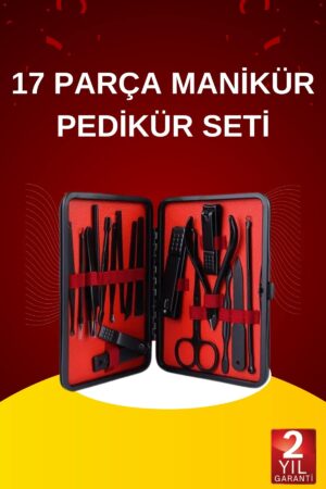 17 Parça El Ayak Bakım Seti Tırnak Temizleme Manikür Pedikür Cımbız Törpü Tırnak Makası