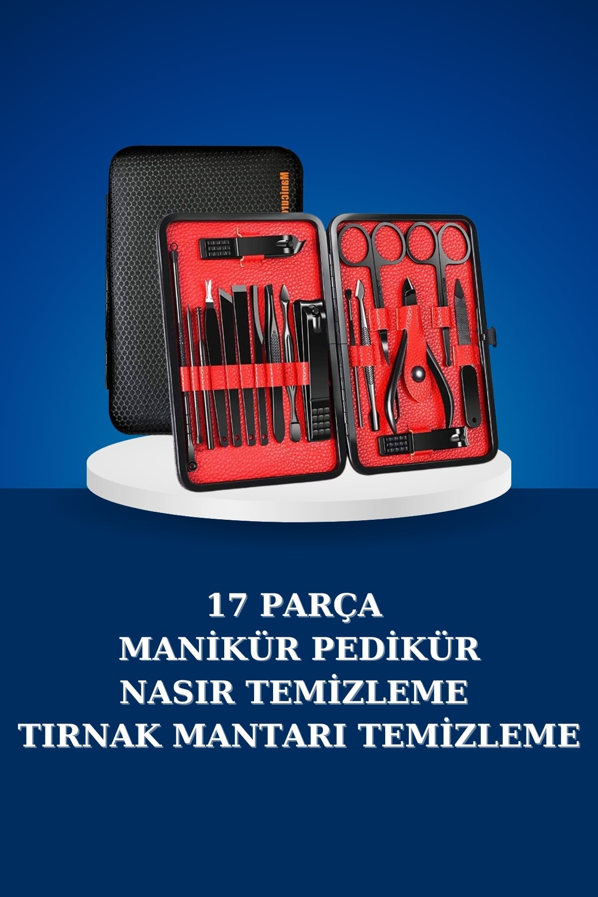 17 Parça Manikür Seti Taşınabilir Özel Çantalı El ve Ayak Bakımı Tırnak Batığı Temizleme - Görsel 2