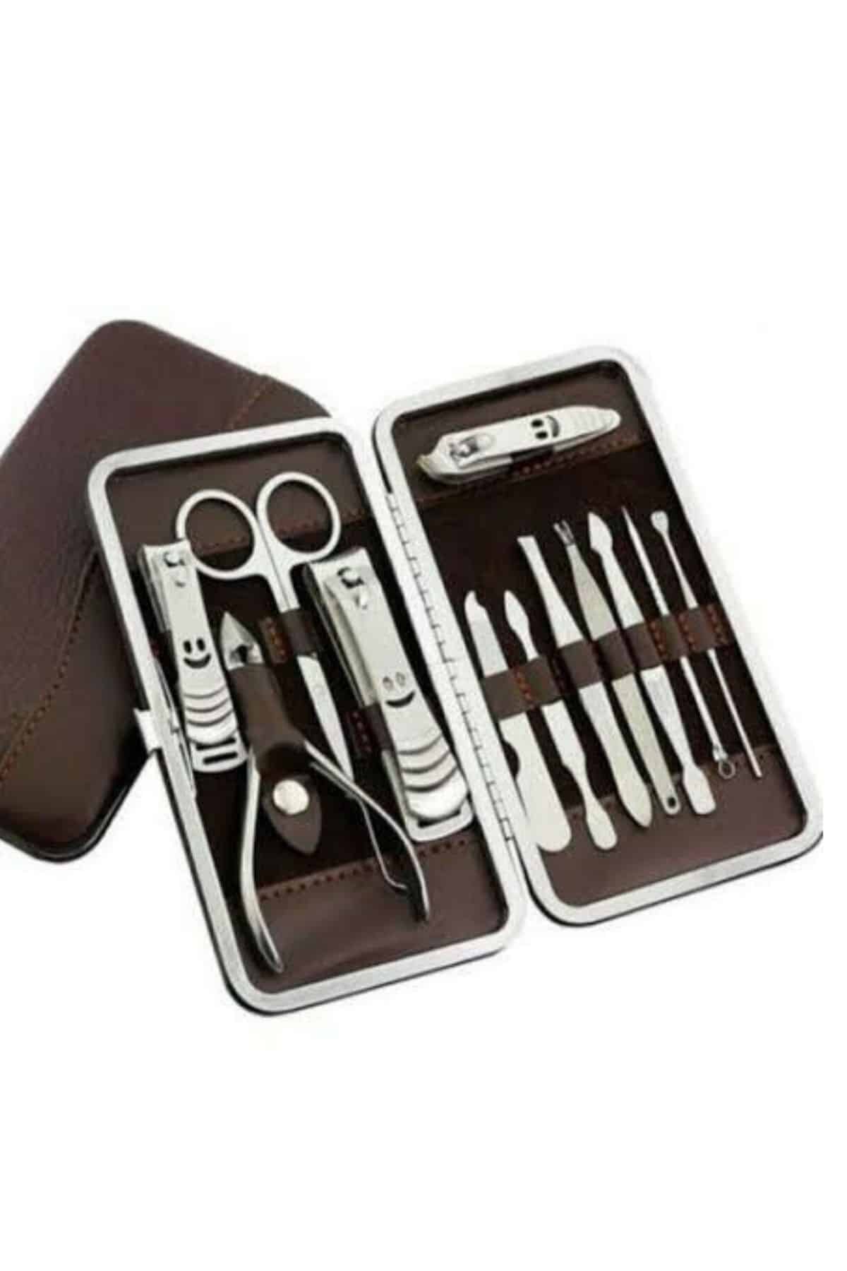 12 Parça Paslanmaz Çelik Kompakt ve Taşınabilir Manikür Makası Tırnak Makası - Görsel 5