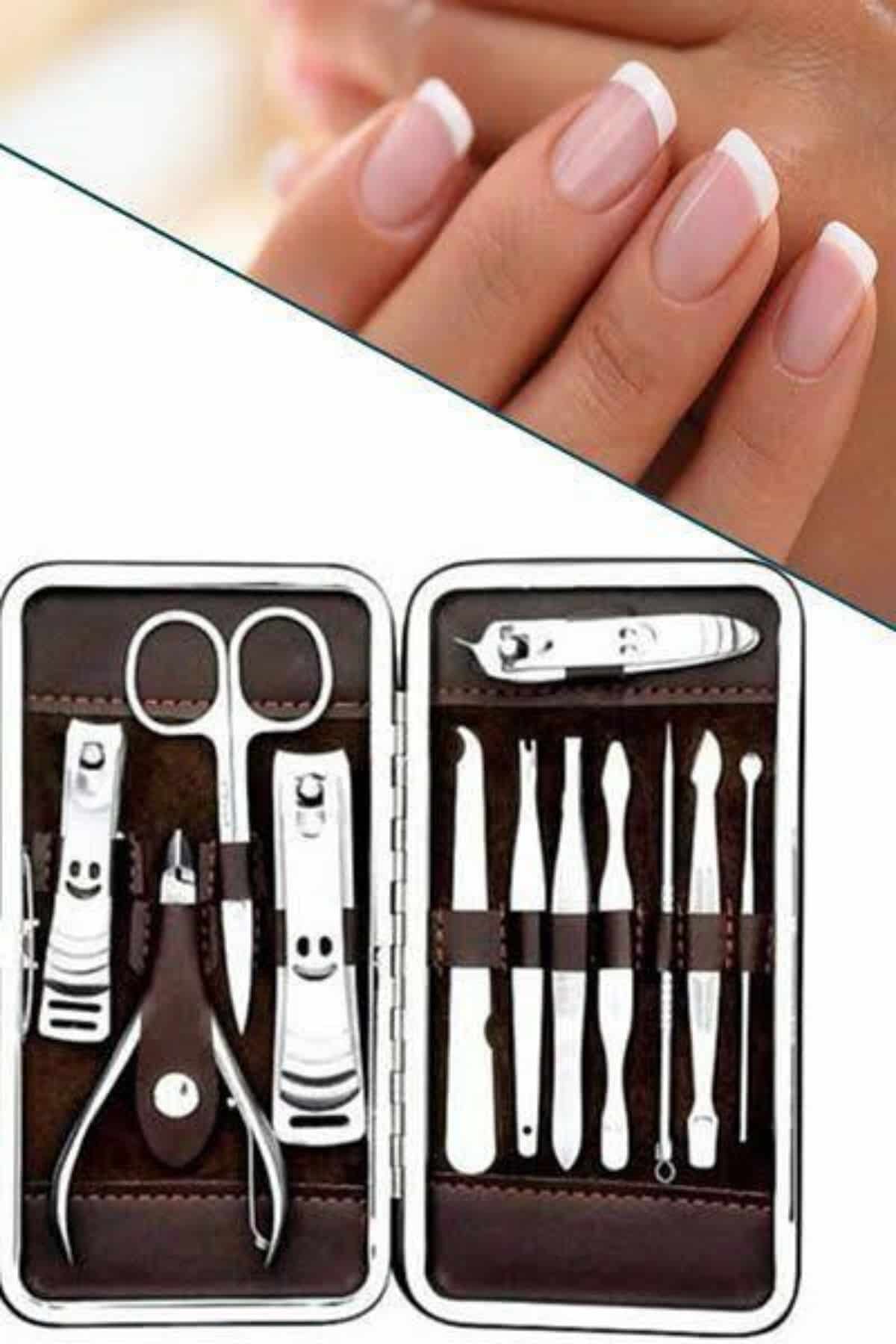 12 Parça Manikür Pedikür Seti Özel Deri Çanta El Ayak Bakımı Akne ve Sivilce Temizleme - Görsel 3