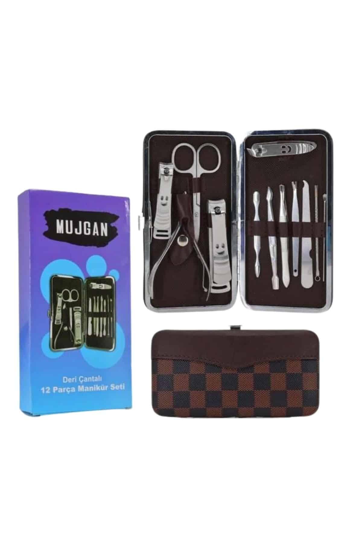 12 Parça Manikür Pedikür Seti Özel Deri Çanta El Ayak Bakımı Akne ve Sivilce Temizleme - Görsel 5