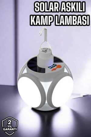Güneş Enerjili Solar Aydınlatma Kamp Çadır Lambası Şarjlı Ampül Led Şarjlı El Feneri Işıldak
