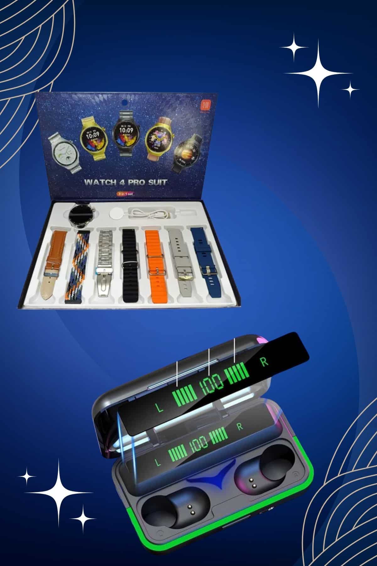 Powerbank Bluetooth Kulaklık Ve Akıllı Saat 7 Kordonlu Metal Kordon Plastik Kordon - Görsel 4