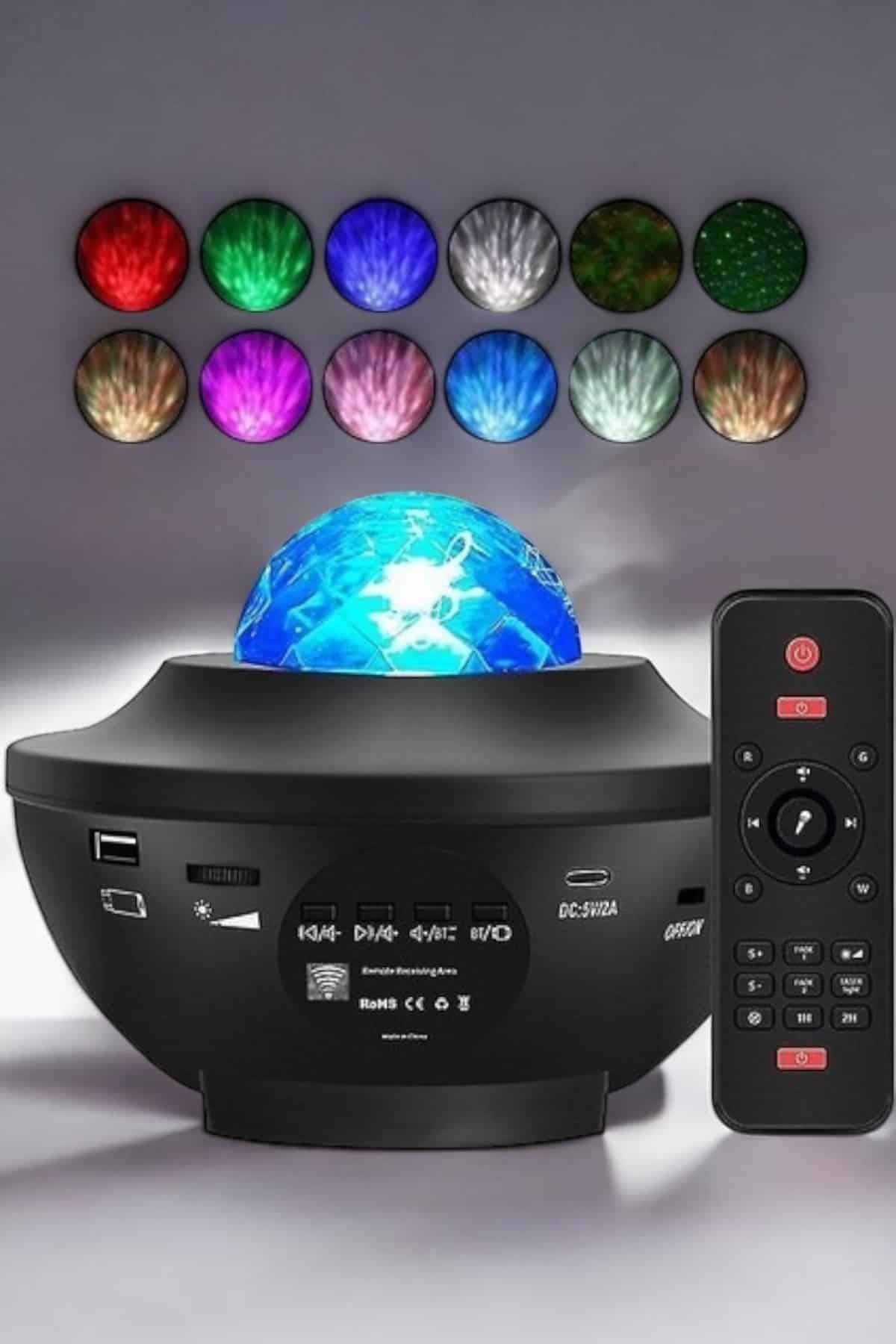 Çocuklara Özel Şarjlı Bluetooth Hoparlör Parti Led Lambası Yıldızlı Projeksiyon - Görsel 3