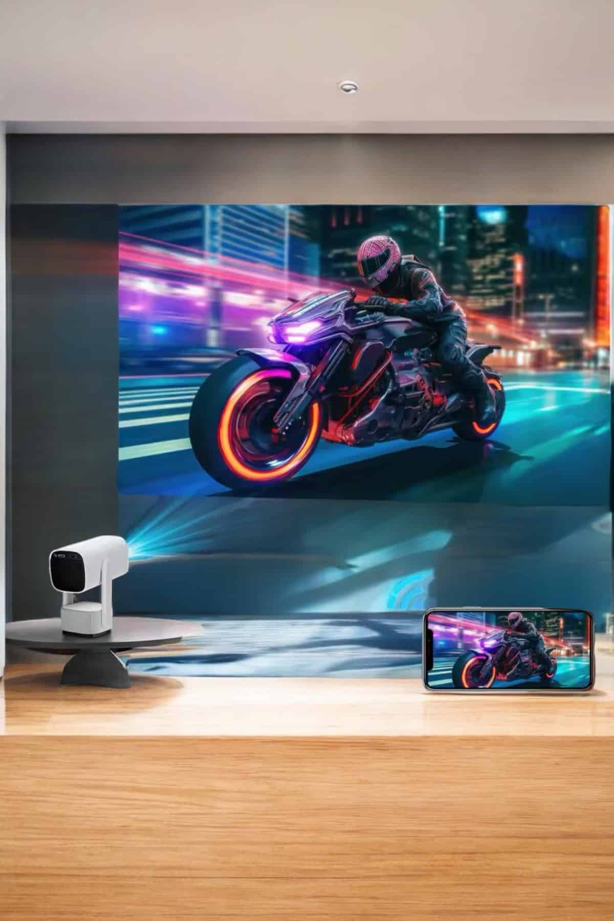 Akıllı Projeksiyon Powerbankli Taşınabilir Sinema Projektörü 4k HD Kaliteli - Görsel 2