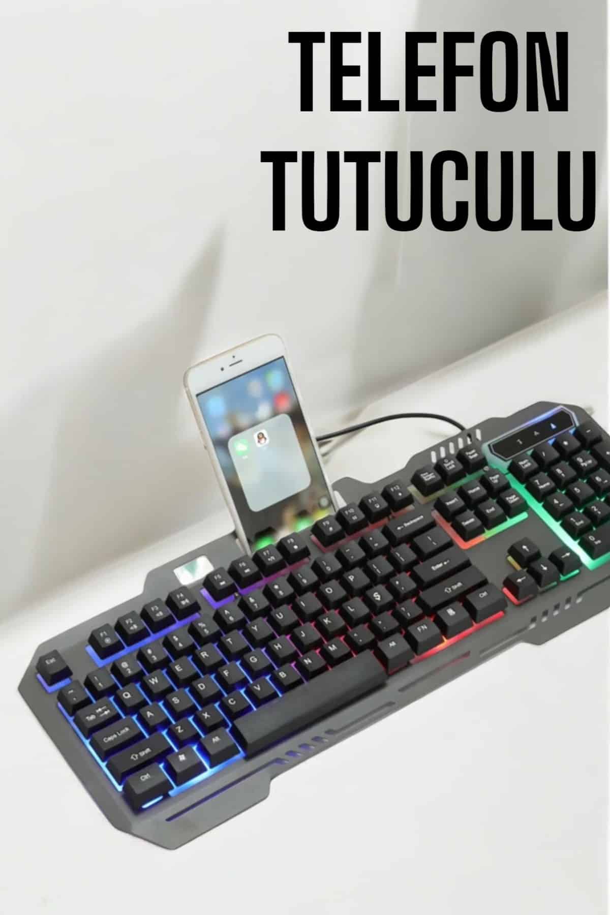 Oyuncu Klavyesi Q Klavye RGB Işıklı Mouse Hediyeli - Görsel 3