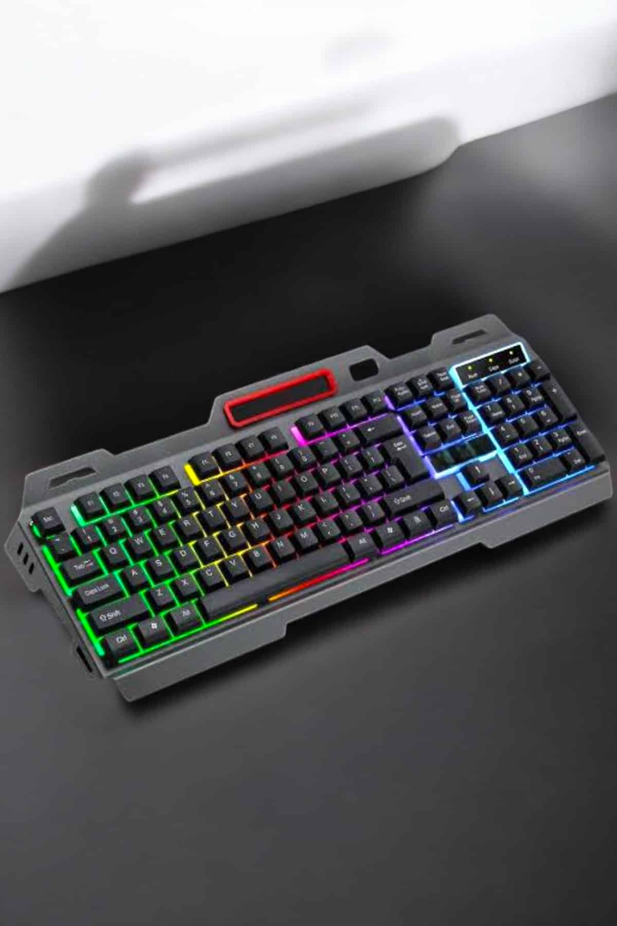 Led Işıklı Oyuncu Klavye Usb Girişli RGB Işıklı Q Klavye Mouse Hediyeli - Görsel 2